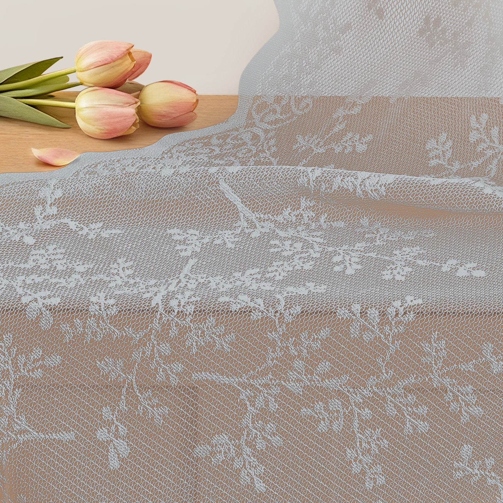 YSTYLE 2 Pieces Semi Sheer Lace Curtains Eyelets-YSTYLE