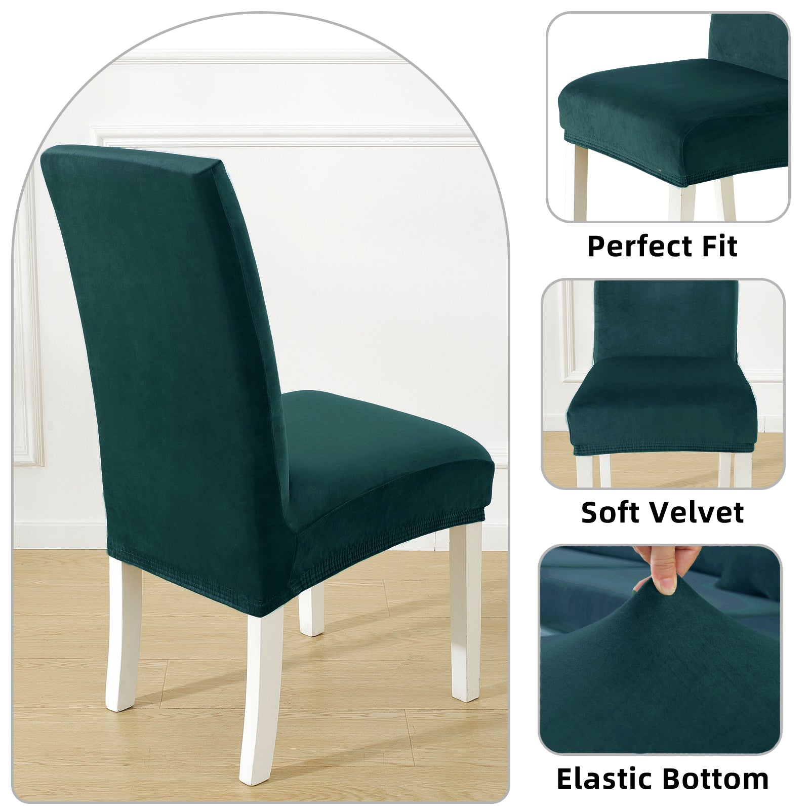 YSTYLE 6 pezzi di coprisedie in velluto elasticizzato con schienale