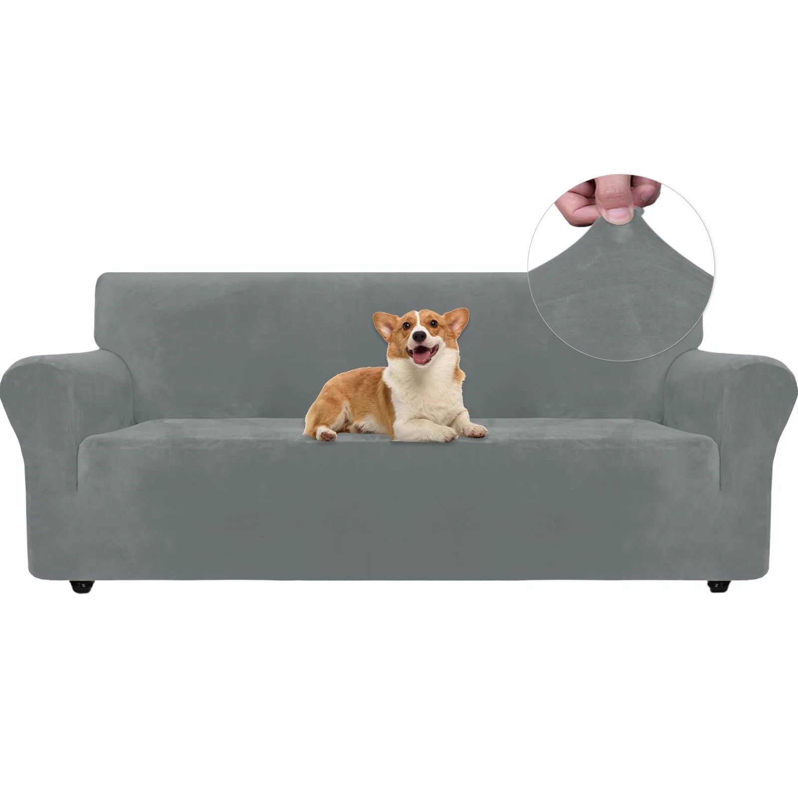 YSTYLE Velvet 3 Seater Sofa Cover – Stretch Fit, Anti-Scratch, Pet-Friendly, Non-Slip, Washable