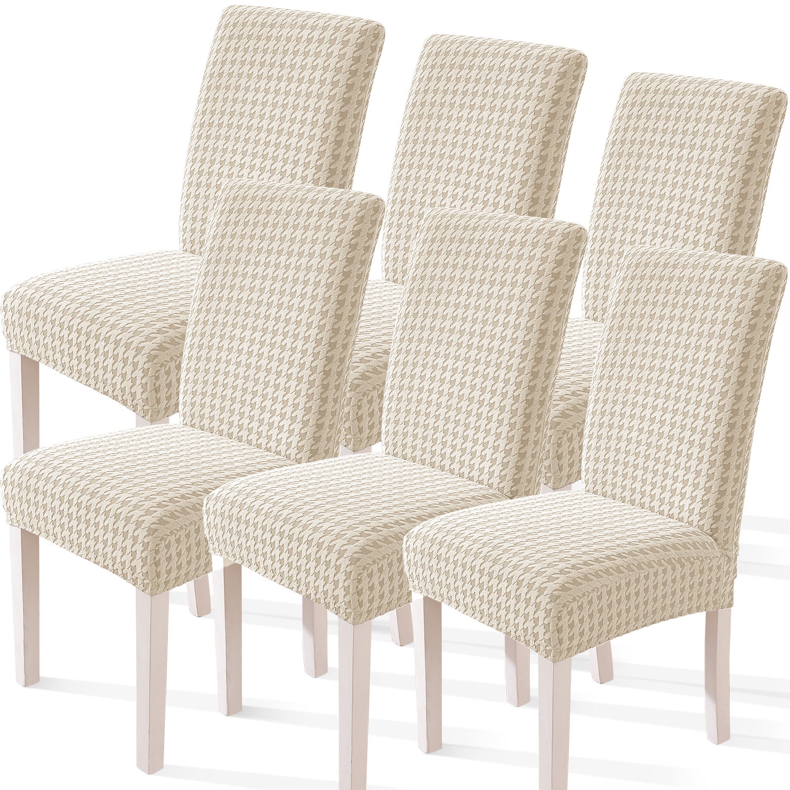 Ystyle 6-Piece Chair Covers with Backrest, Elastic Living Room Kitchen Chair Slipcovers, Universal Stretch Dining Chair Covers, Modern Cat-Scratch Resistant Chair Protectors