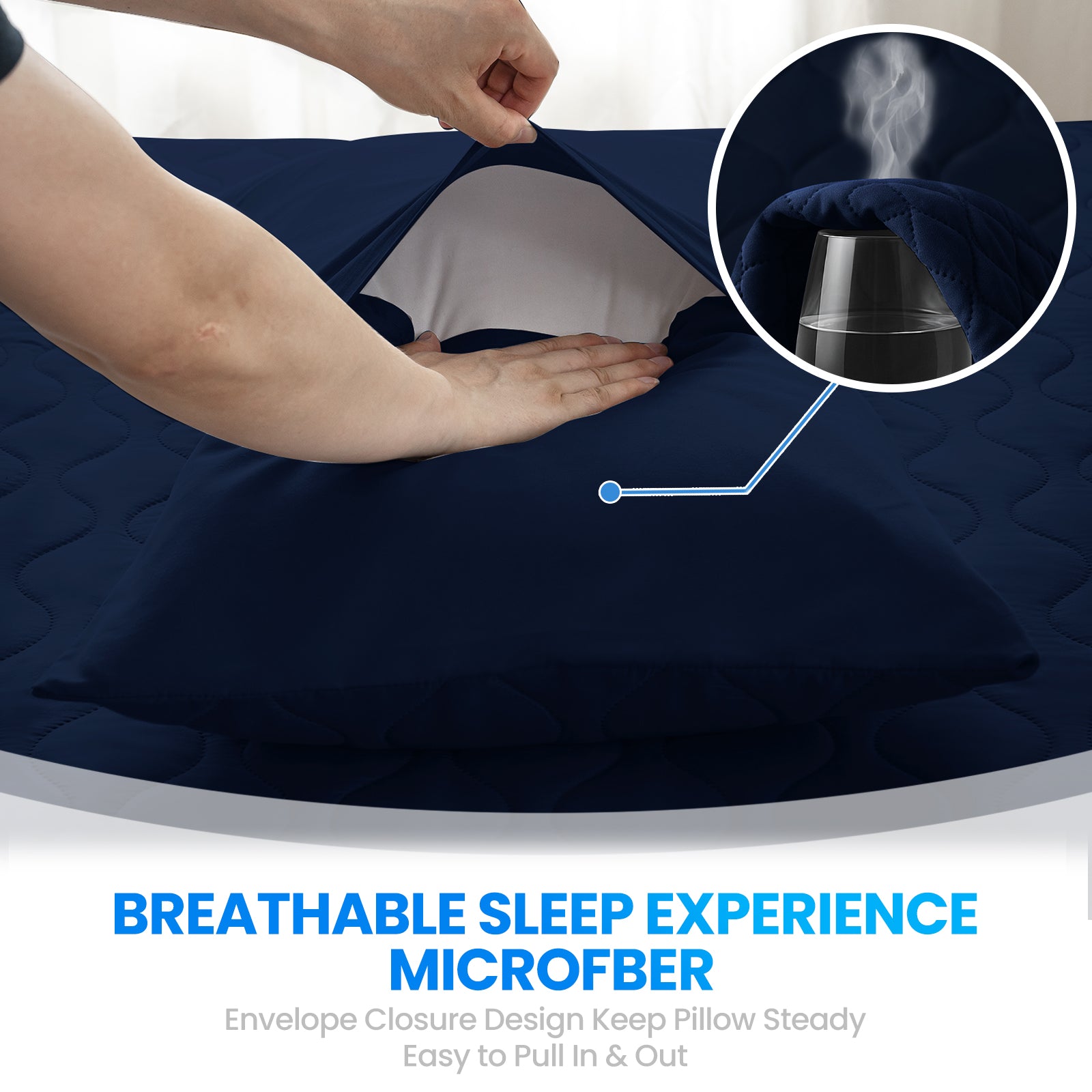 YSTYLE 2 Waterproof Pillowcases 50x80cm Breathable Anti Mite-YSTYLE