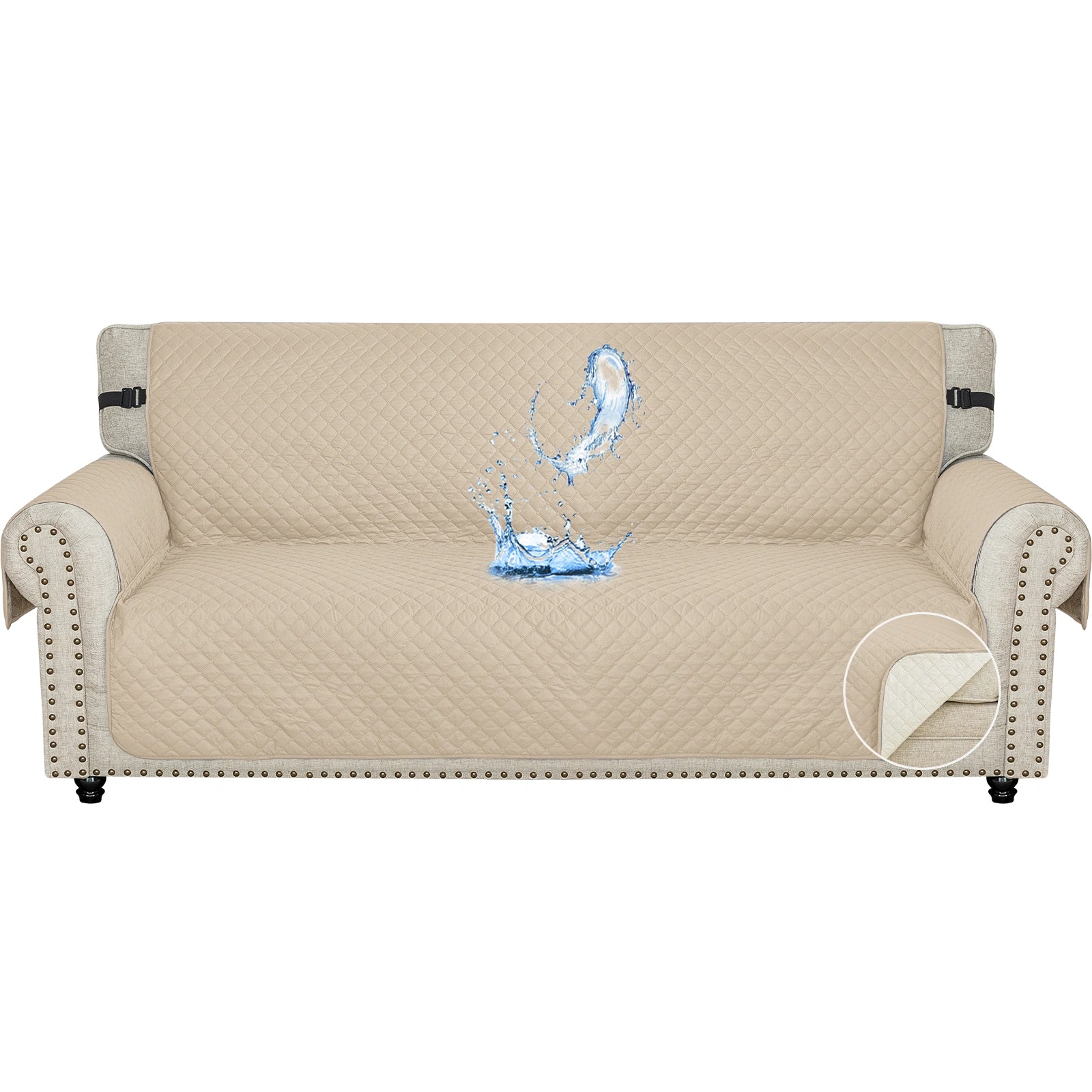 YSTYLE Waterproof 4 Seater Sofa Cover with Side Pockets Anti-Slip-YSTYLE