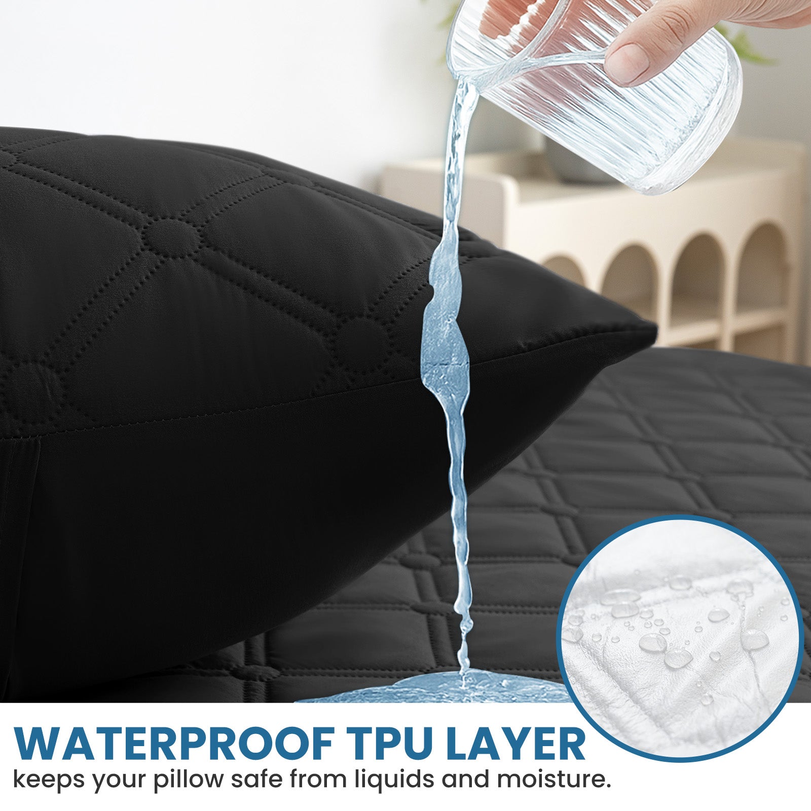 Ystyle Waterproof Pillow Protectors 50x80 cm Set of 2, Scratch-Resistant Pillowcase Covers