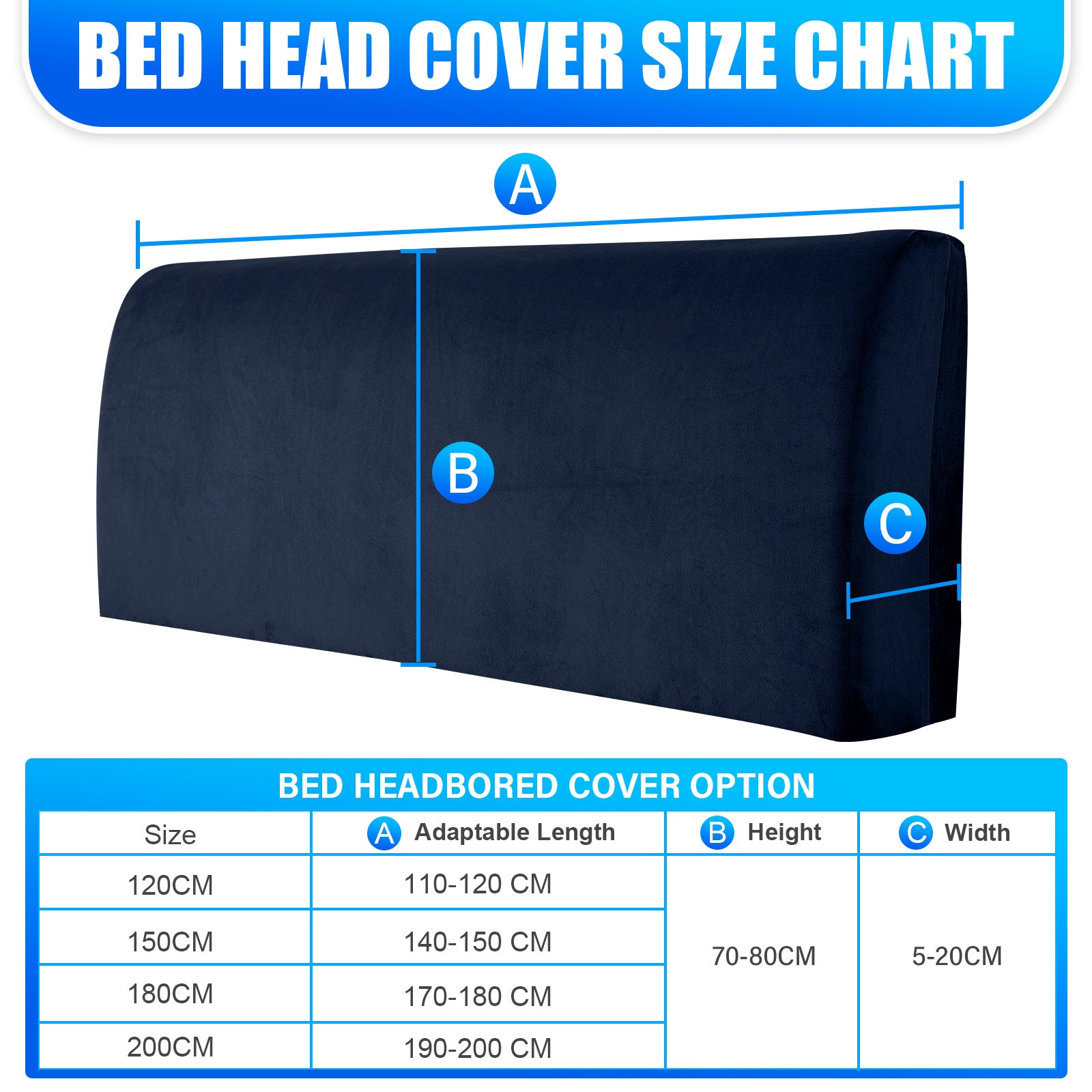 Ystyle 180cm Velvet Headboard Cover, Elastic Slipcover for Bed Headboard, Solid Color Washable Headboard Protector for Single/Double Beds
