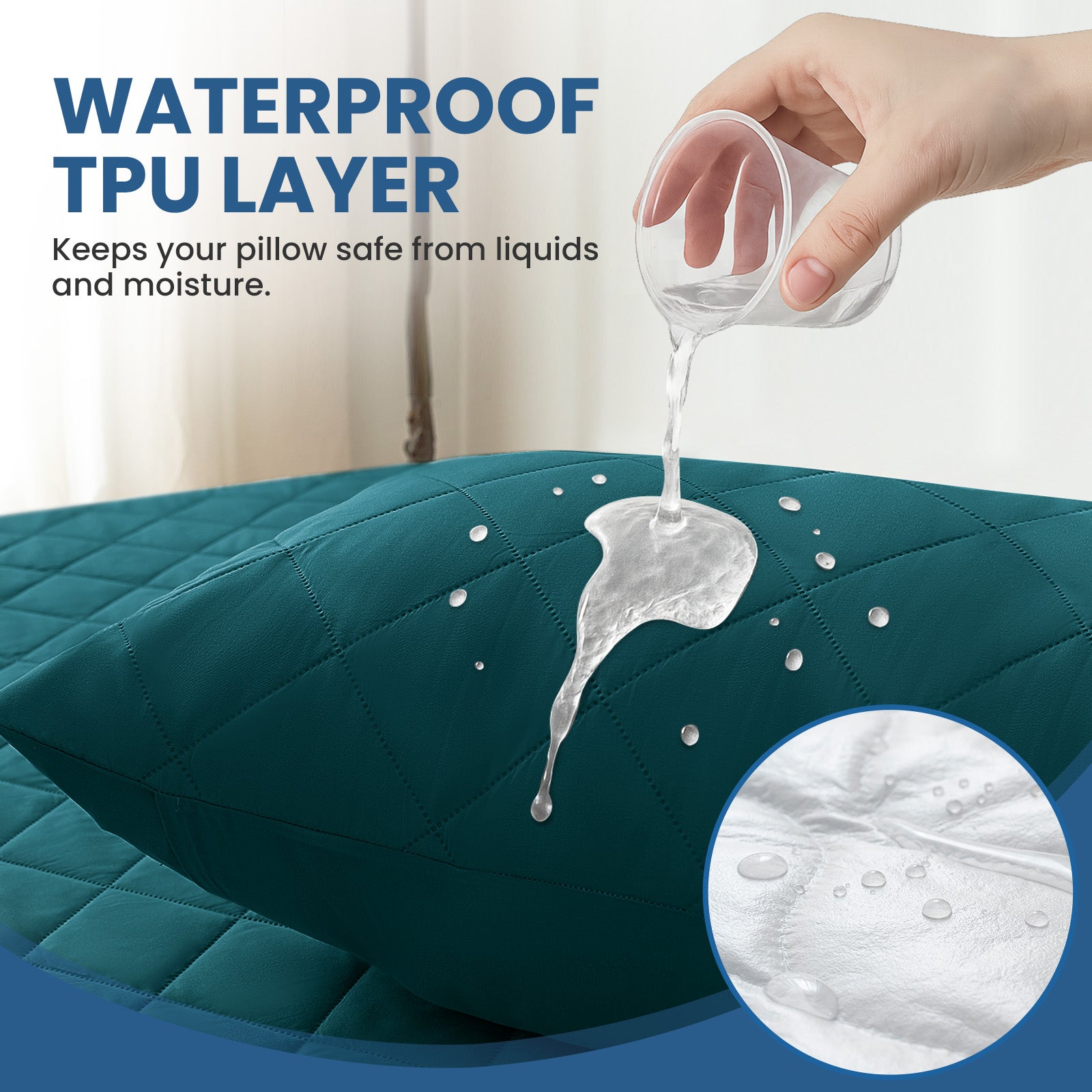 YSTYLE 2 Pieces Waterproof Bed Pillowcases 50x80cm Anti Mite-YSTYLE