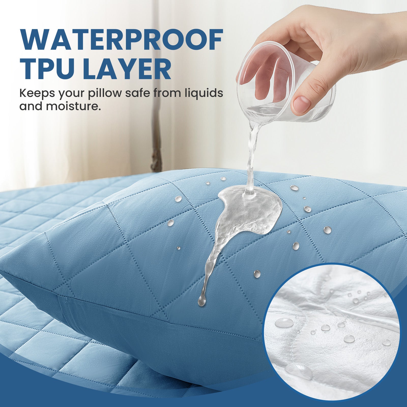 YSTYLE 2 Pieces Waterproof Bed Pillowcases 50x80cm Anti Mite-YSTYLE