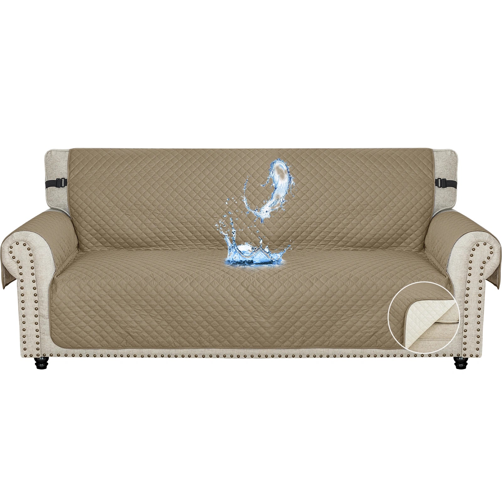 YSTYLE Waterproof 4 Seater Sofa Cover with Side Pockets Anti-Slip-YSTYLE