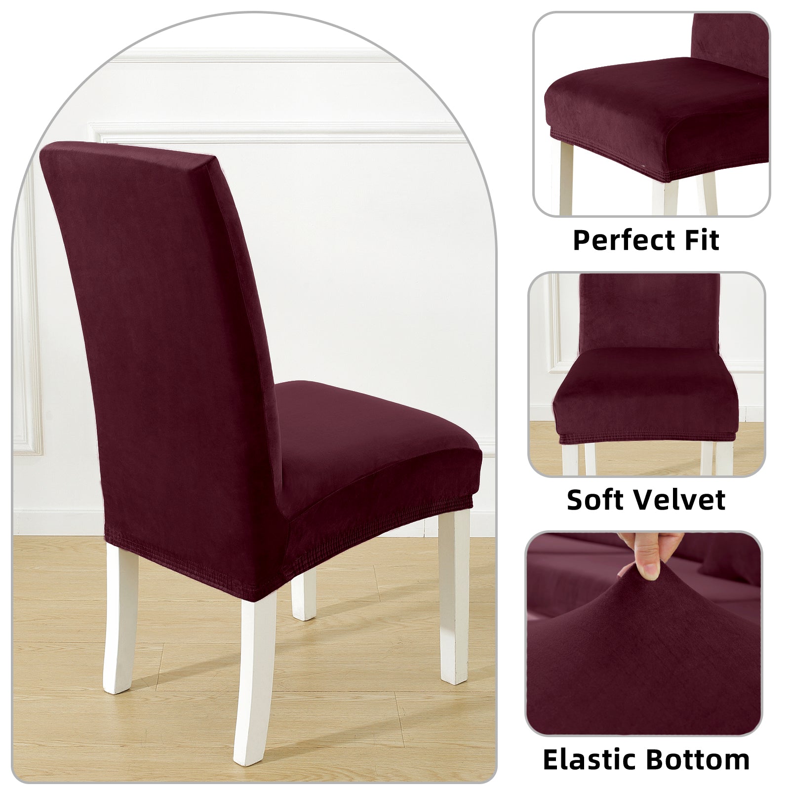 YSTYLE 6 pezzi di coprisedie in velluto elasticizzato con schienale