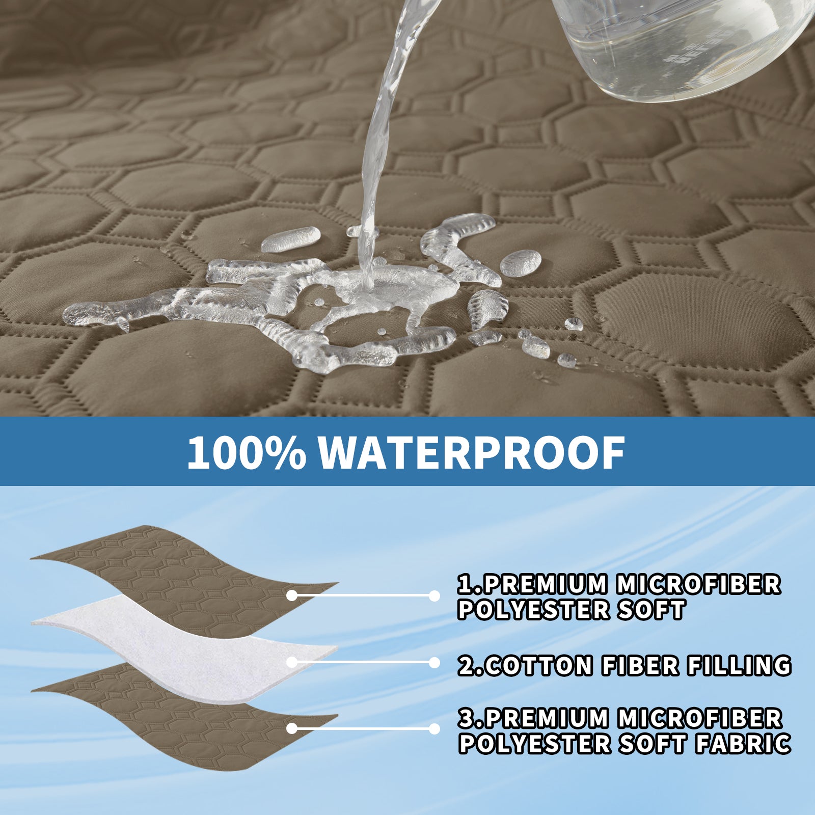 Copertura per divano impermeabile YSTYLE per 3 posti con braccioli, antiscivolo