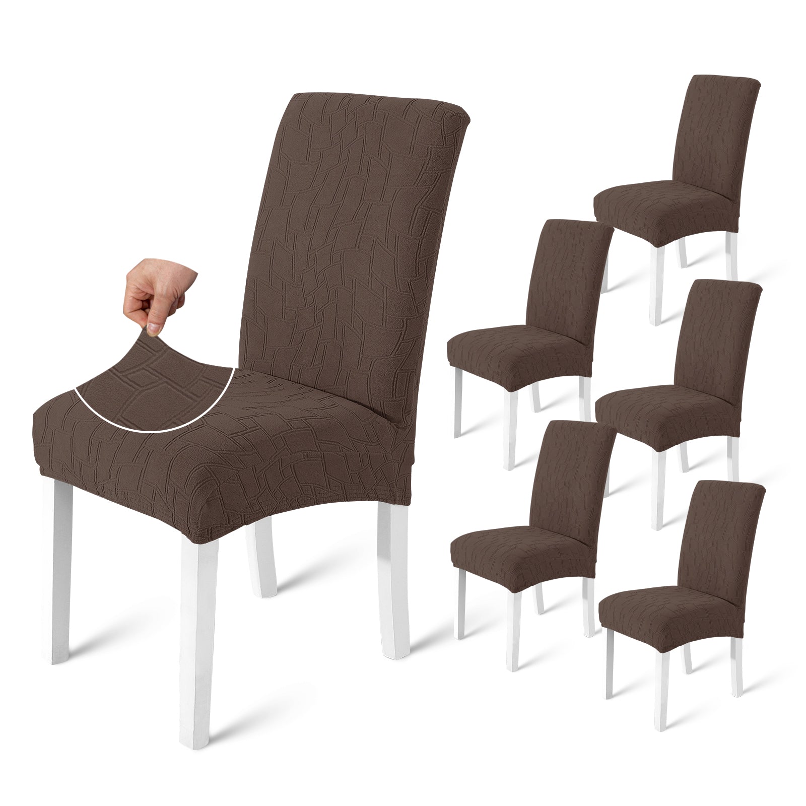 Ystyle 6-Piece Chair Covers with Backrest, Elastic Living Room Kitchen Chair Slipcovers, Soft Comfortable Anti-Scratch Chair Covers, Easy to Clean and Durable, Washable Removable