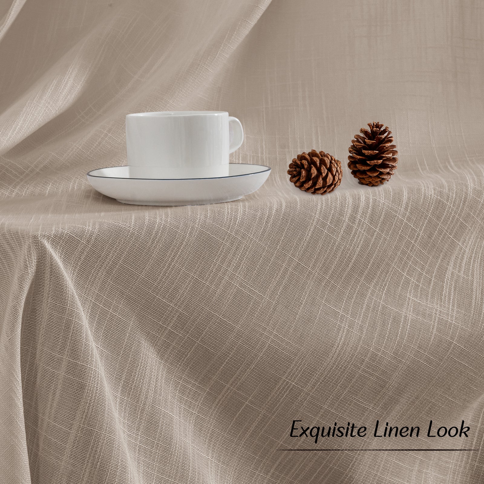 YSTYLE 2 Pieces Linen Look Voile Curtains Eyelets-YSTYLE