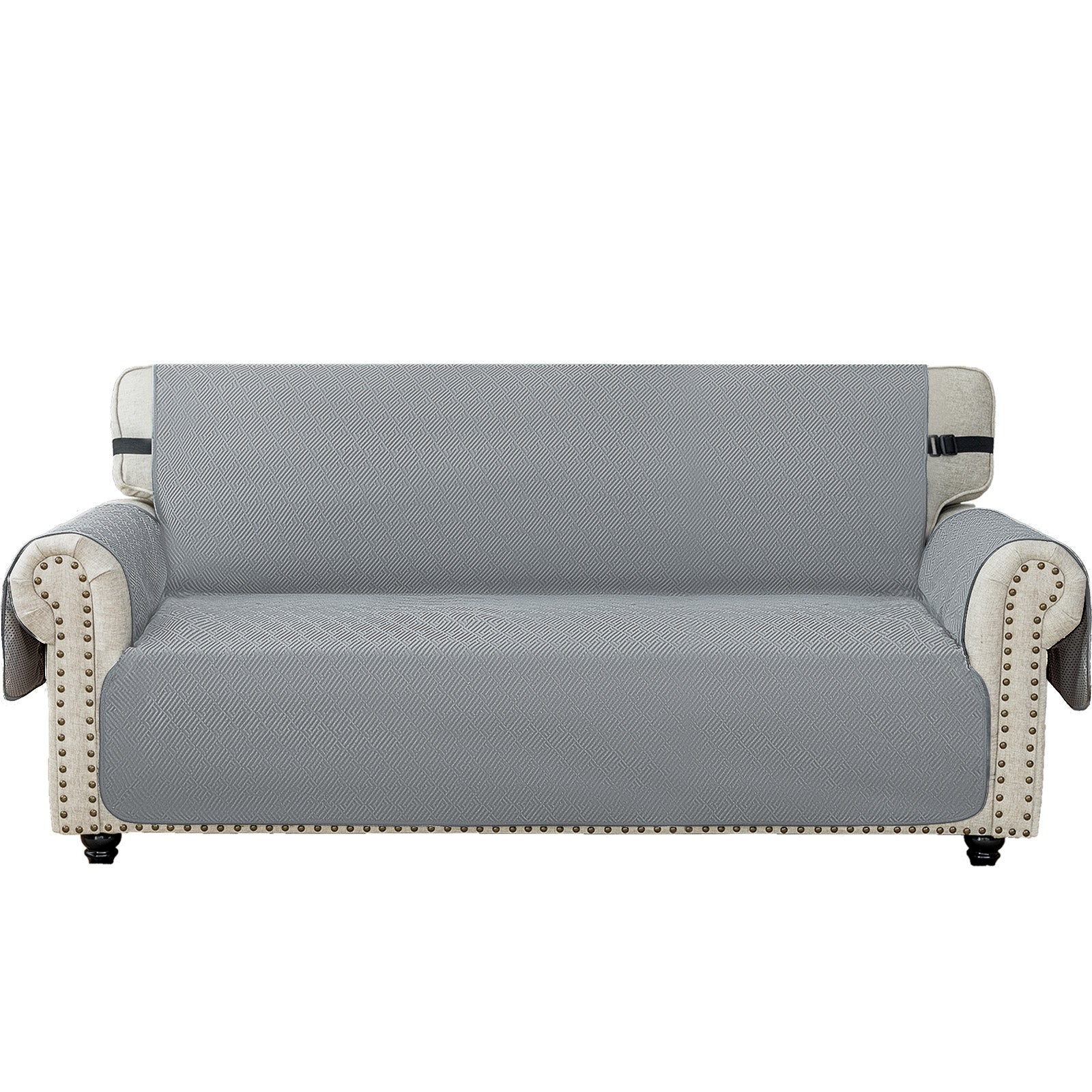 YSTYLE 4 Seater Sofa Cover with Armrests Geometric Pattern Anti Slip-YSTYLE