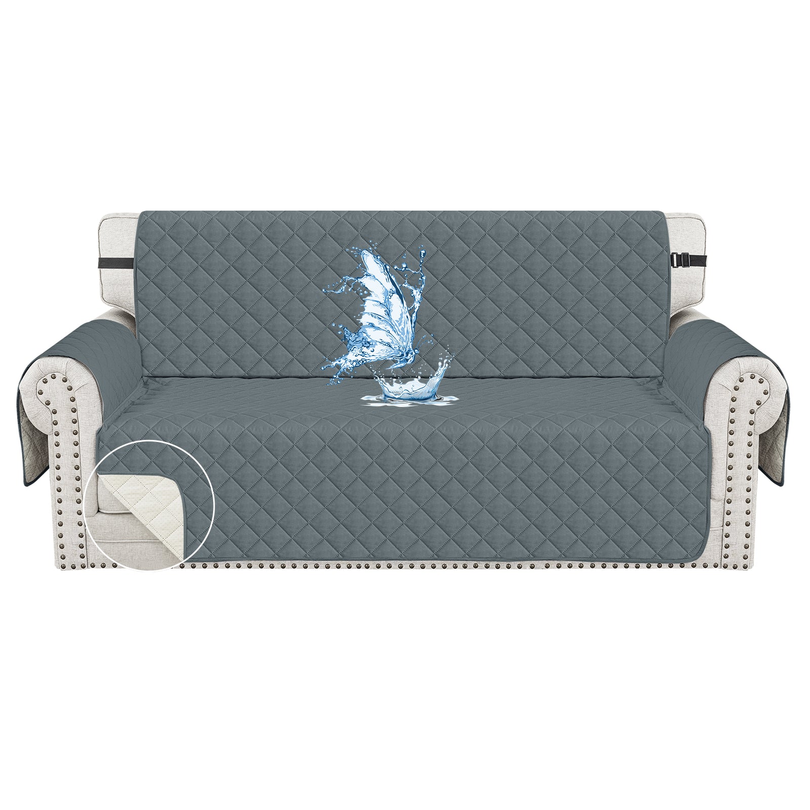 Ystyle Waterproof 3 Seater Sofa Cover with Armrests Side Pockets