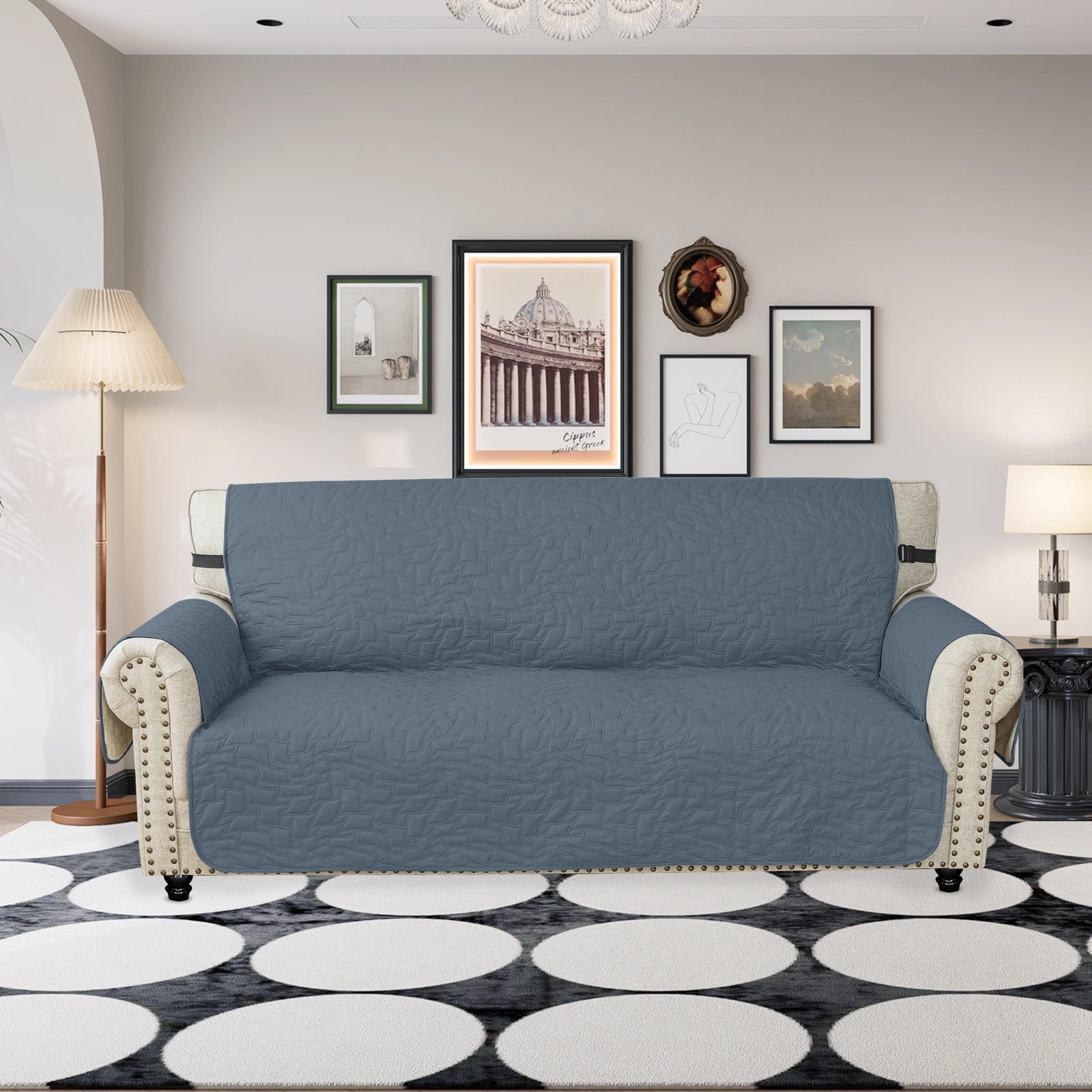 YSTYLE 3 Seater Sofa Cover – Waterproof, Anti-Slip, Cat Scratch-Resistant, Quilted Protection-Quads Shape