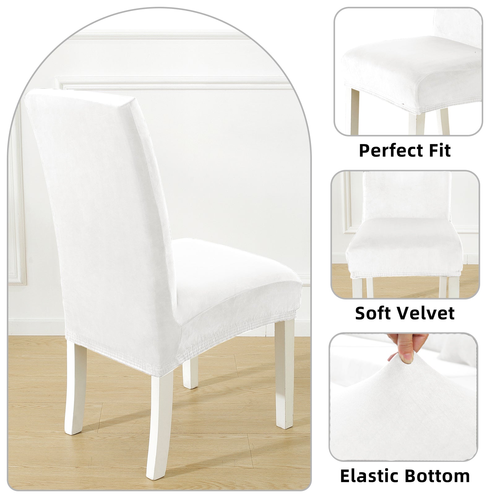 YSTYLE 6 pezzi di coprisedie in velluto elasticizzato con schienale