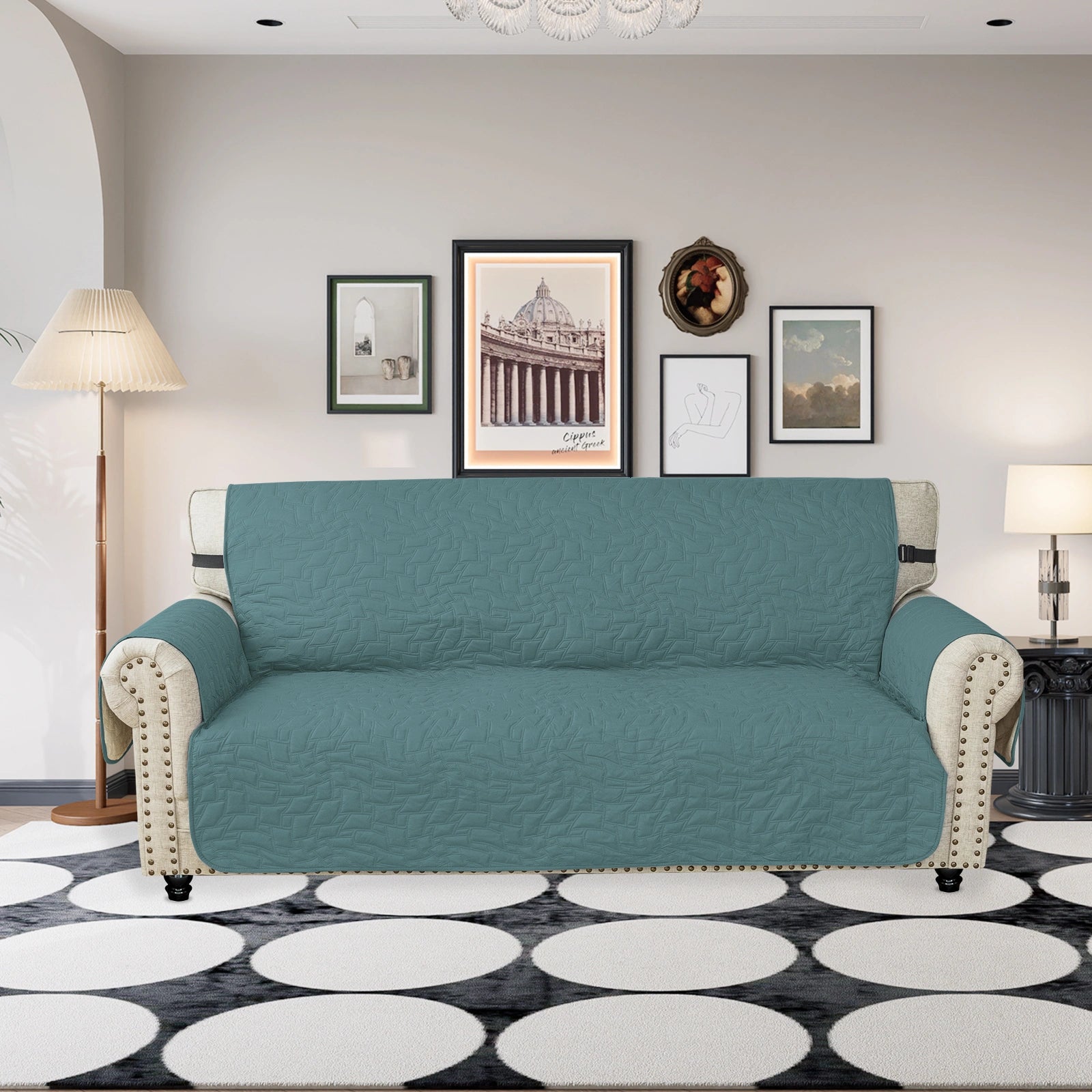 YSTYLE 3 Seater Sofa Cover – Waterproof, Anti-Slip, Cat Scratch-Resistant, Quilted Protection-Quads Shape