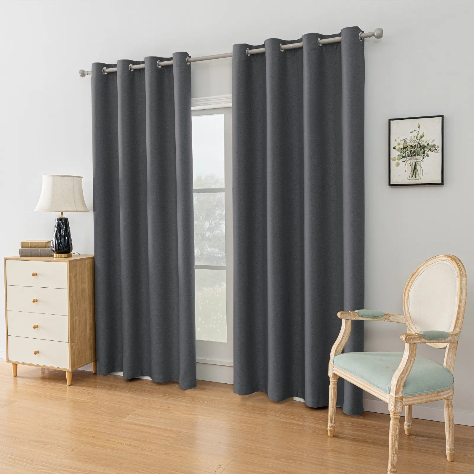 YSTYLE Velvet Curtains – 2 pcs, Blackout, Thermal Insulated, Modern Eyelet Drapes