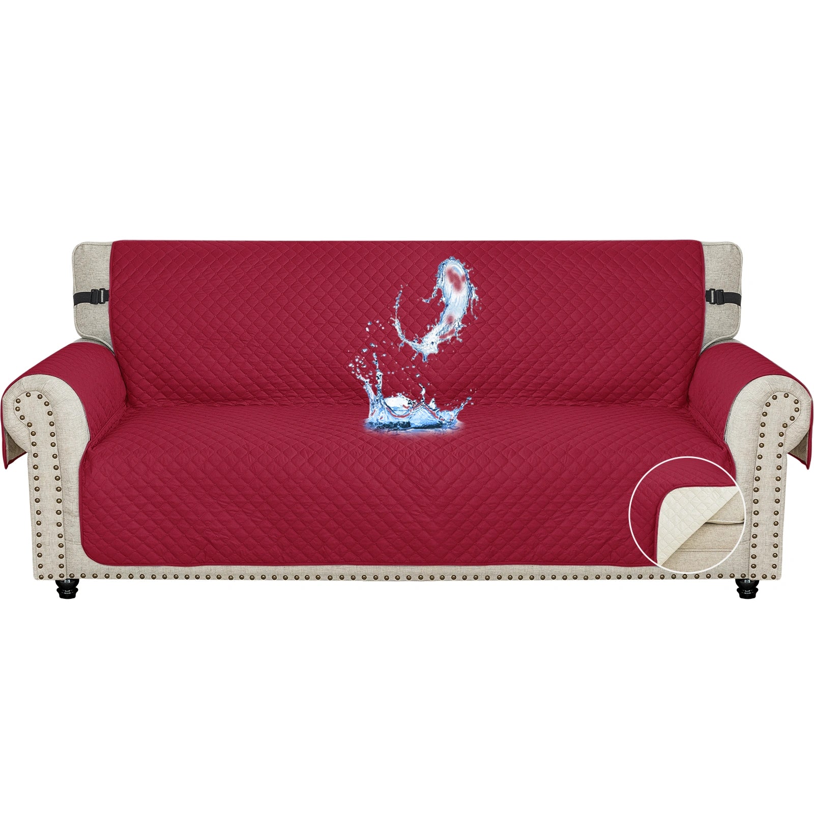 YSTYLE Waterproof 4 Seater Sofa Cover with Side Pockets Anti-Slip-YSTYLE