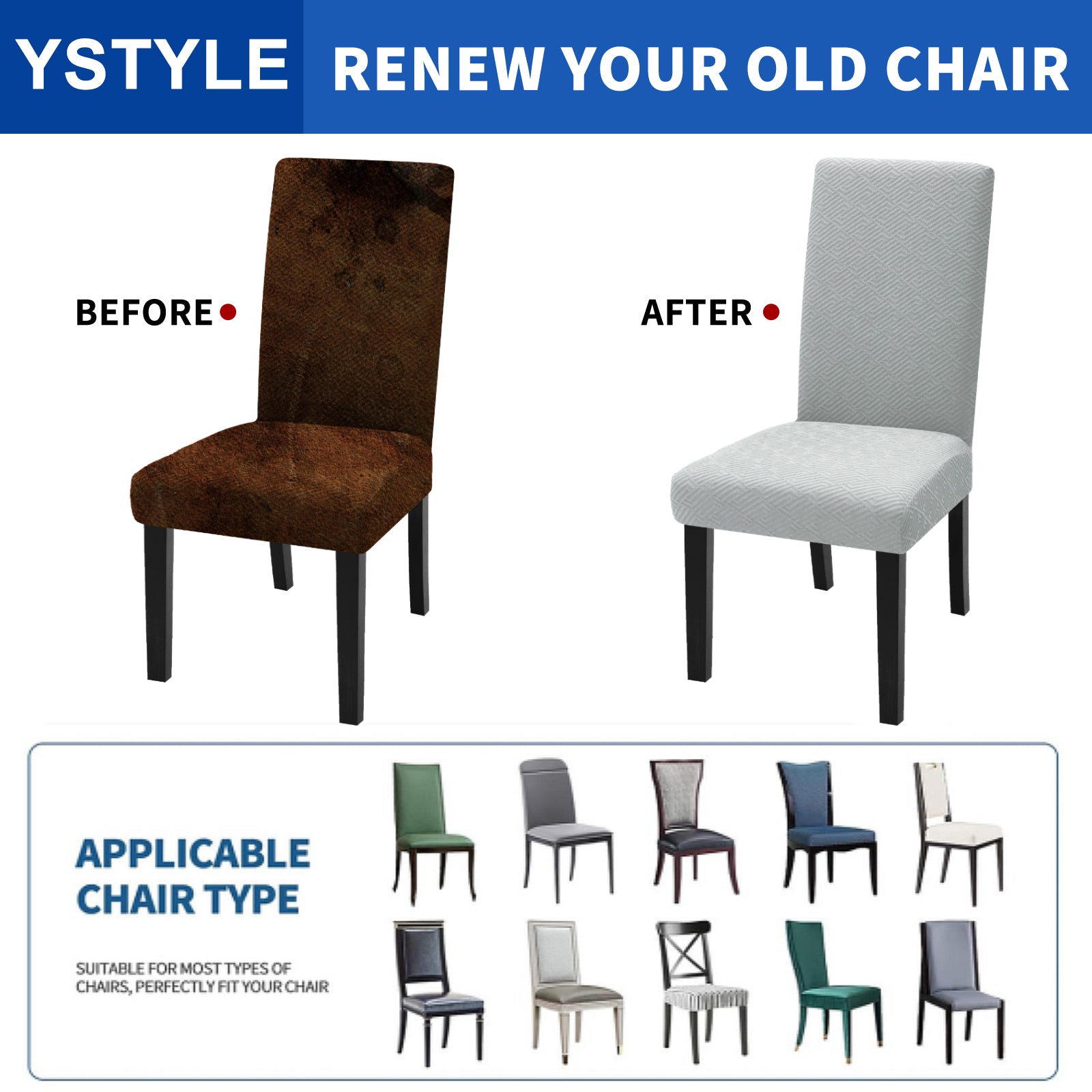 YSTYLE 6 Pieces Stretch Chair Covers With Backrest Soft Fabric
