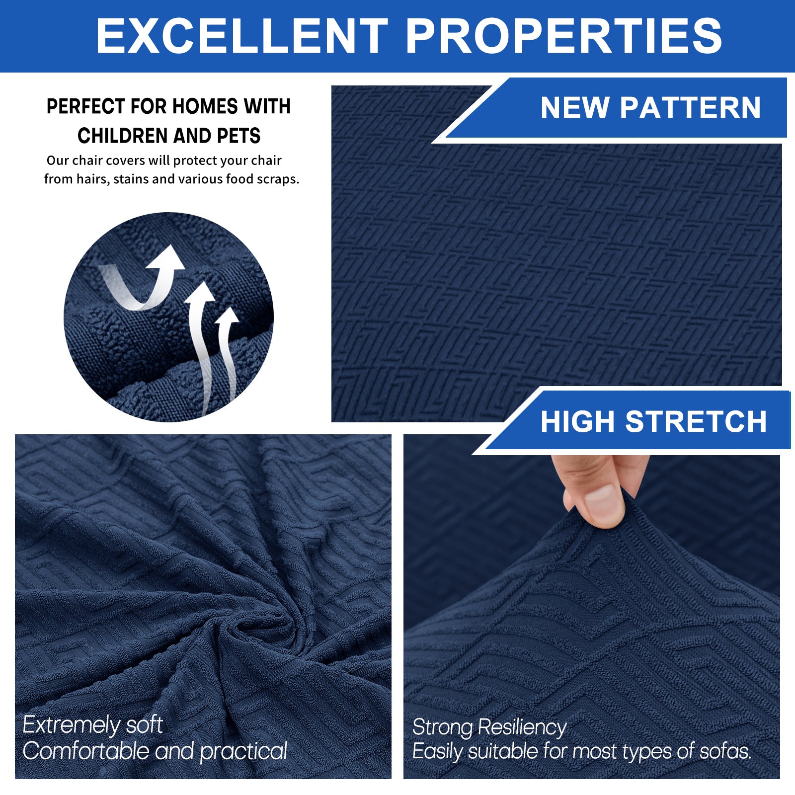 2 Coperture Elastiche per Sedie con Schienale in Tessuto Morbido YSTYLE