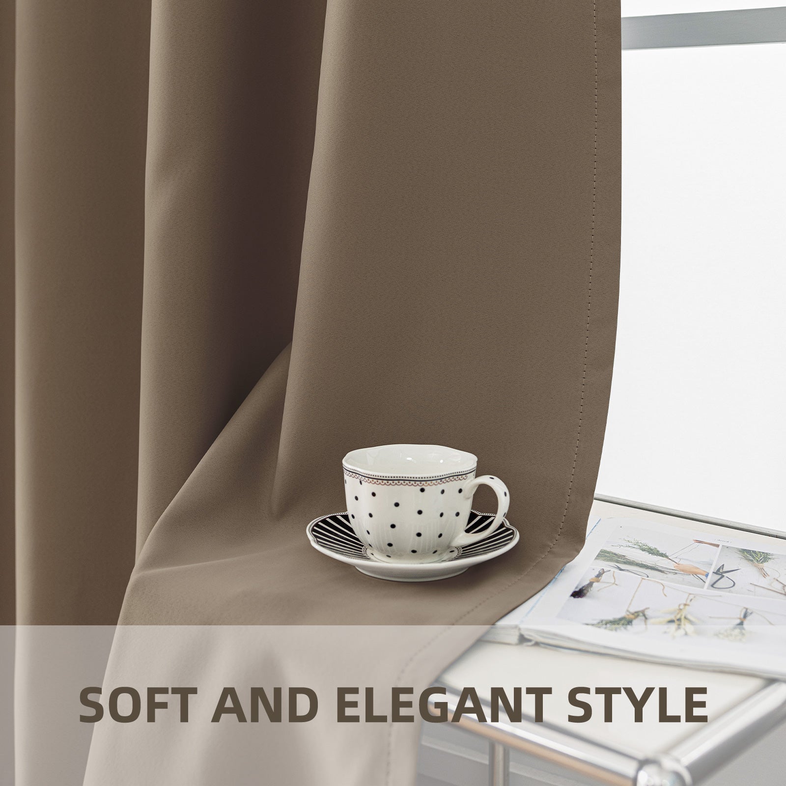 YSTYLE 2 Pieces Waterproof Blackout Curtains Thermal Insulated-YSTYLE