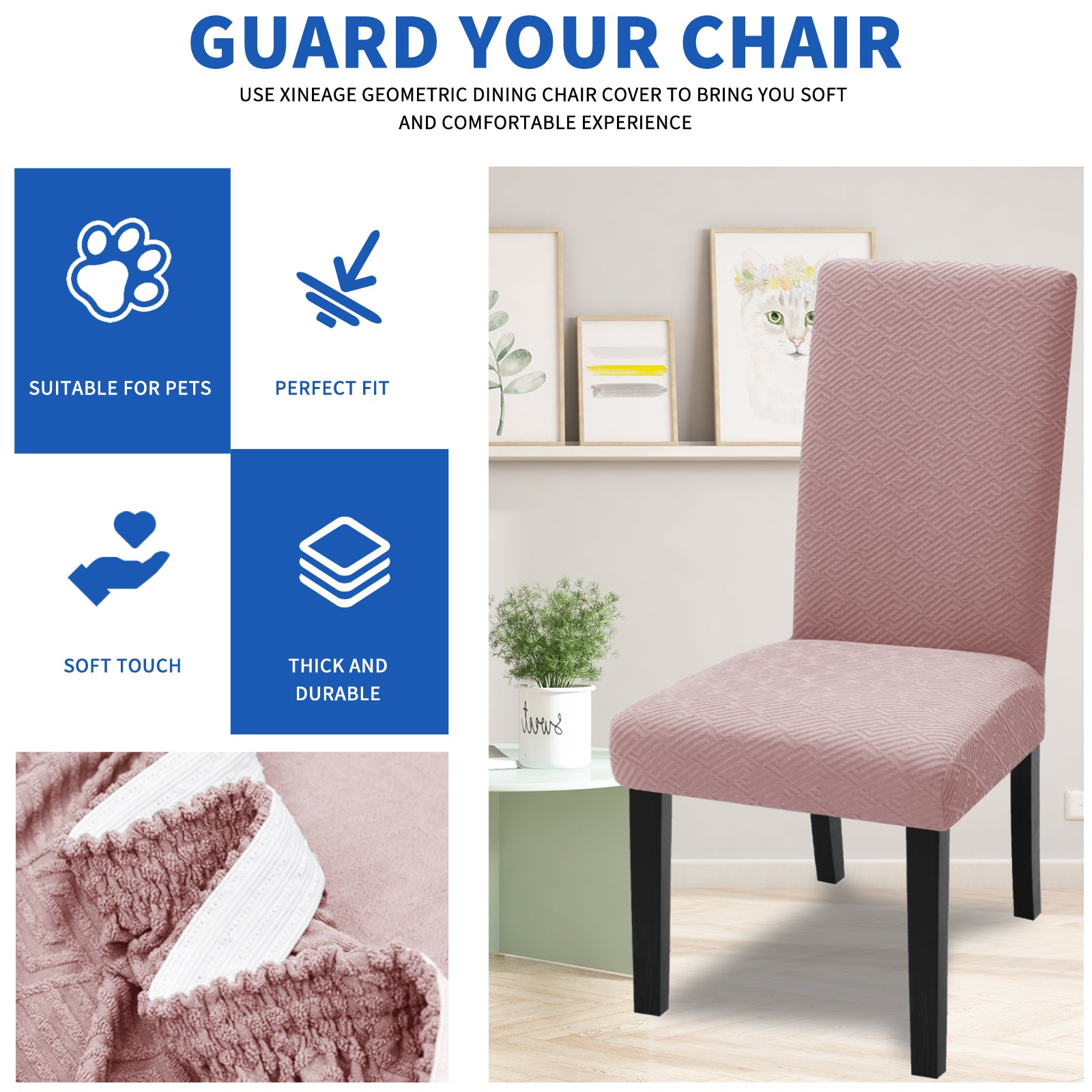 2 Coperture Elastiche per Sedie con Schienale in Tessuto Morbido YSTYLE