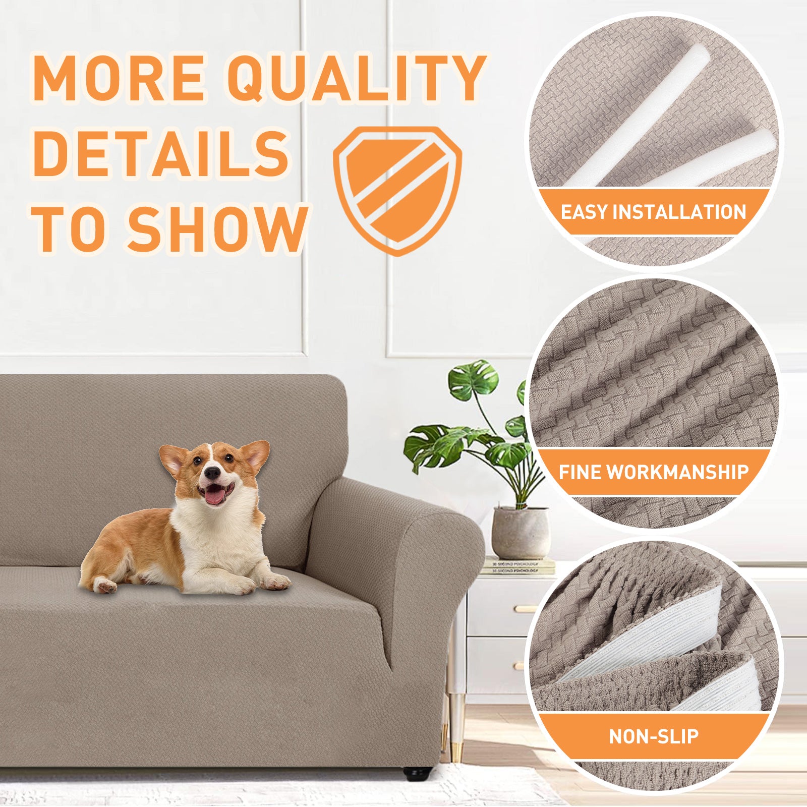 YSTYLE Stretch 4 Seater Sofa Cover Jacquard Anti-Slip