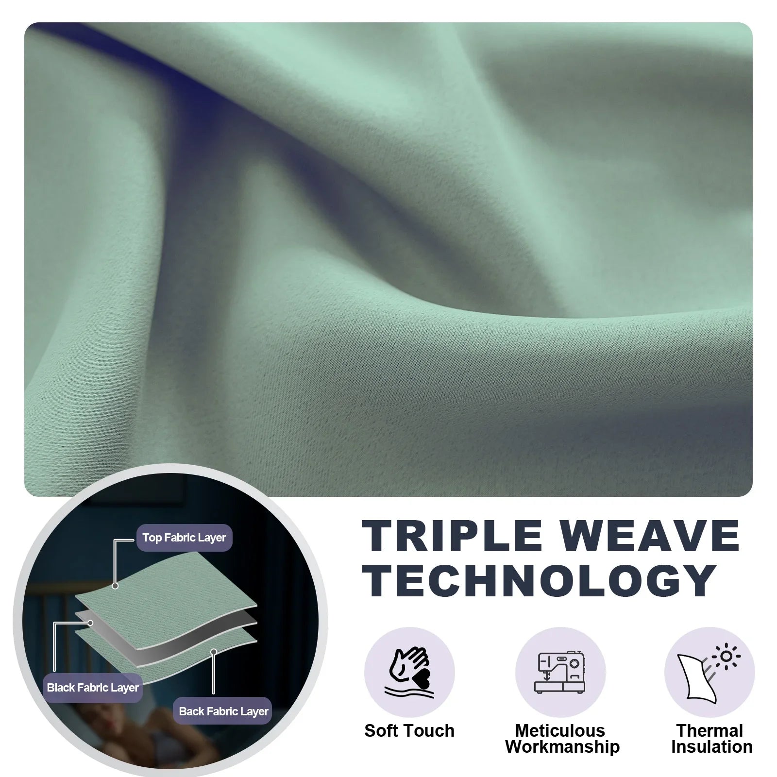 YSTYLE 2 Pieces Waterproof Blackout Curtains Thermal Insulated-YSTYLE