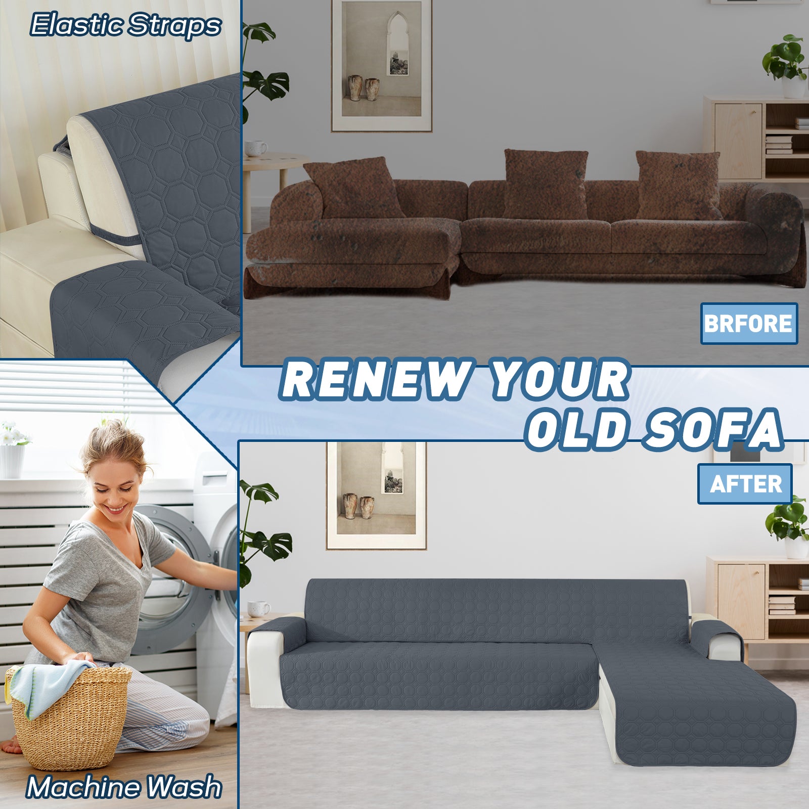 Copertura Impermeabile Reversibile per Divano Angolare a 2 Posti Penisola | YSTYLE