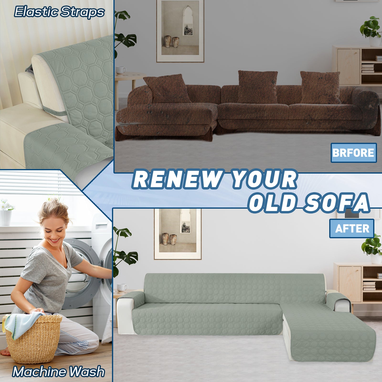 Copertura Impermeabile Reversibile per Divano Angolare a 2 Posti Penisola | YSTYLE