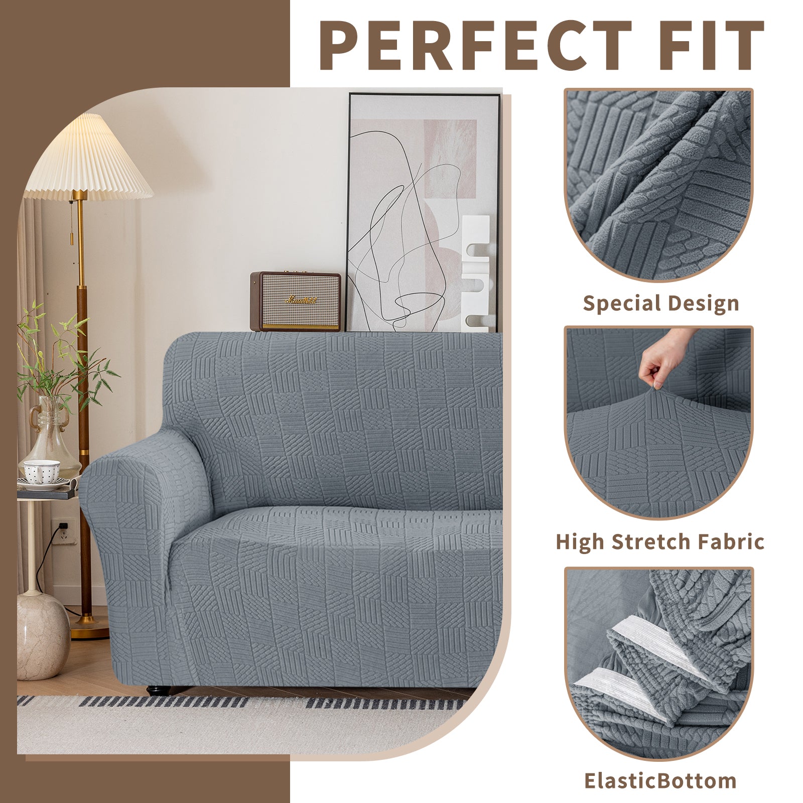 Copertura per divano a 3 posti YSTYLE Stretch 180-234 cm con motivo geometrico