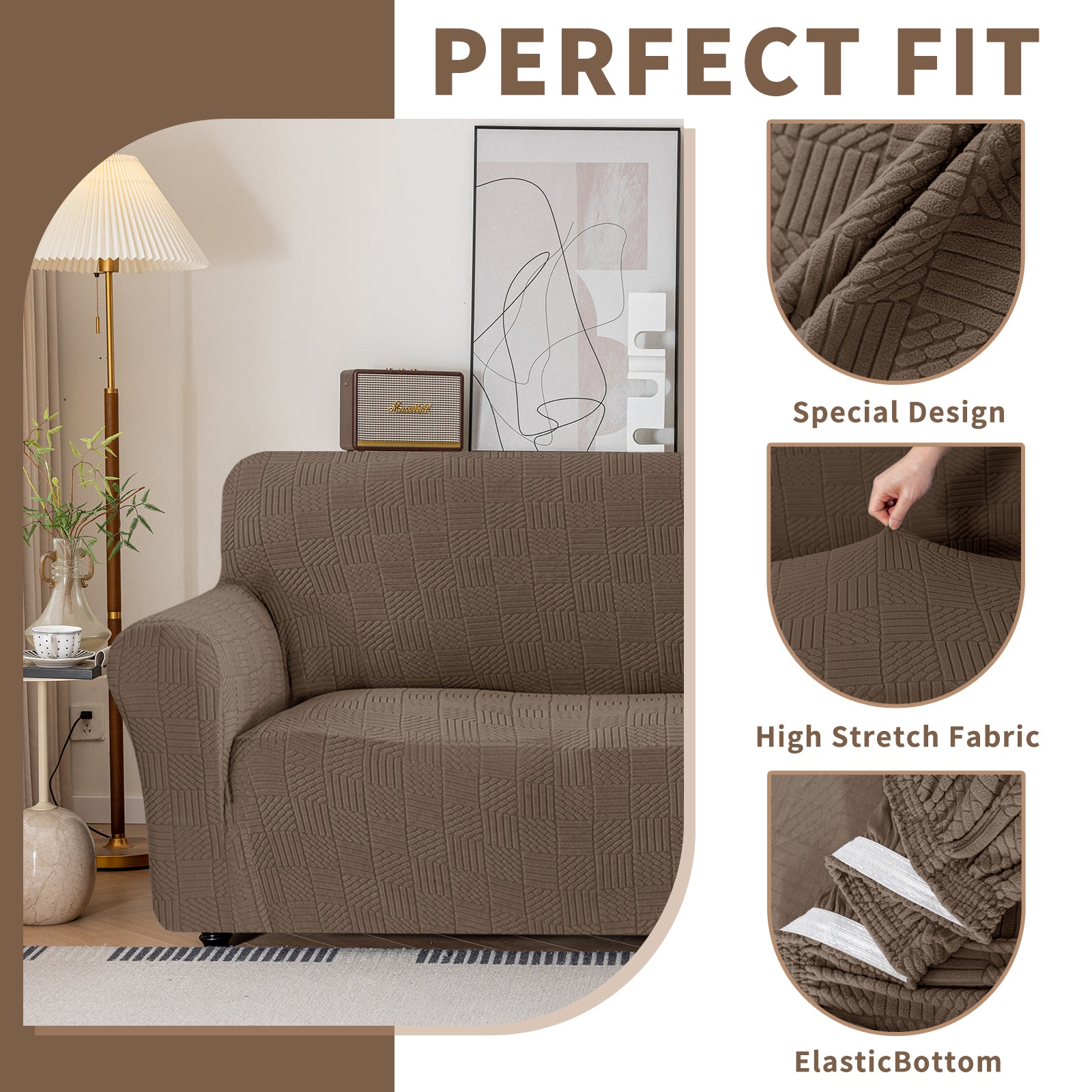 Copertura per divano a 3 posti YSTYLE Stretch 180-234 cm con motivo geometrico