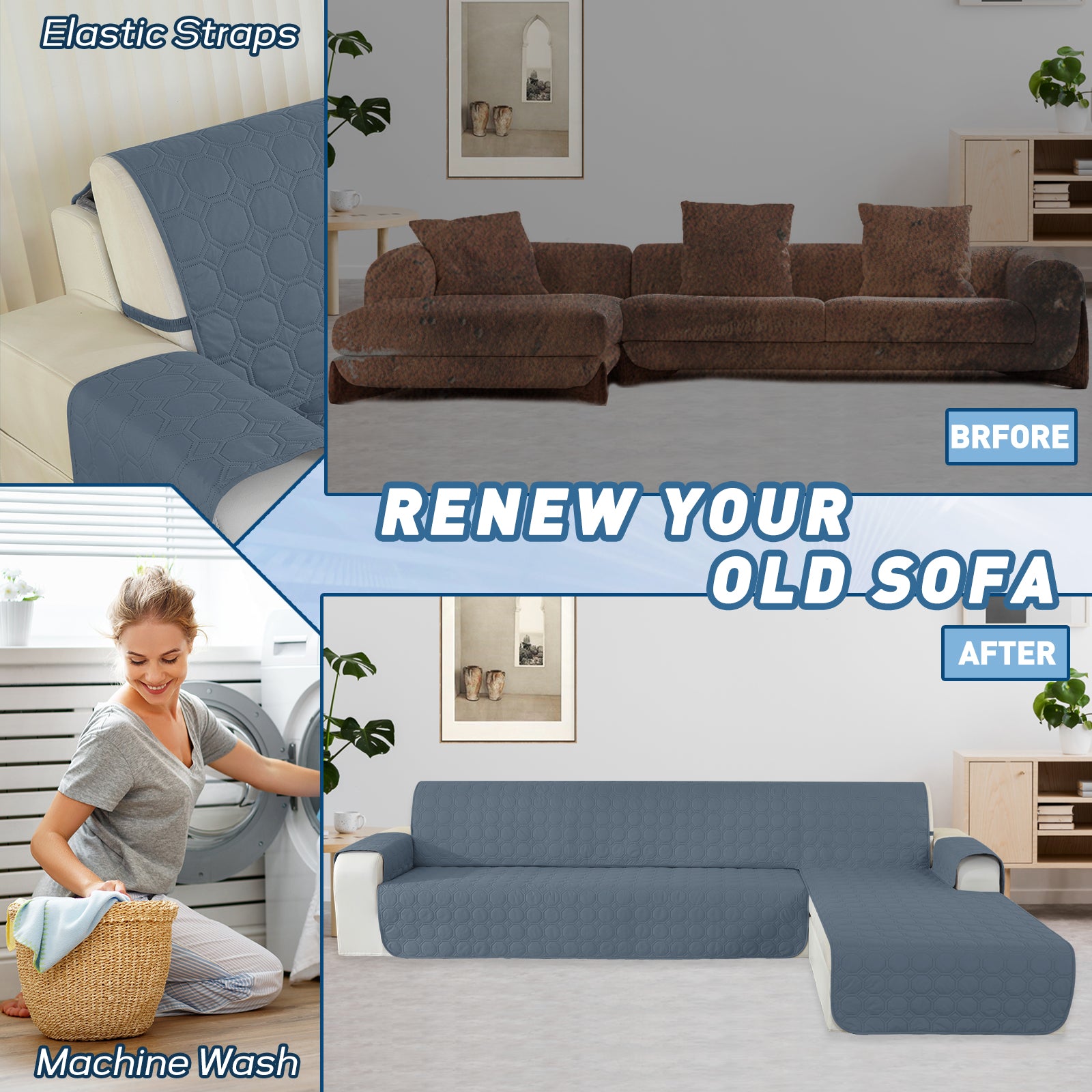 Copertura Impermeabile Reversibile per Divano Angolare a 2 Posti Penisola | YSTYLE