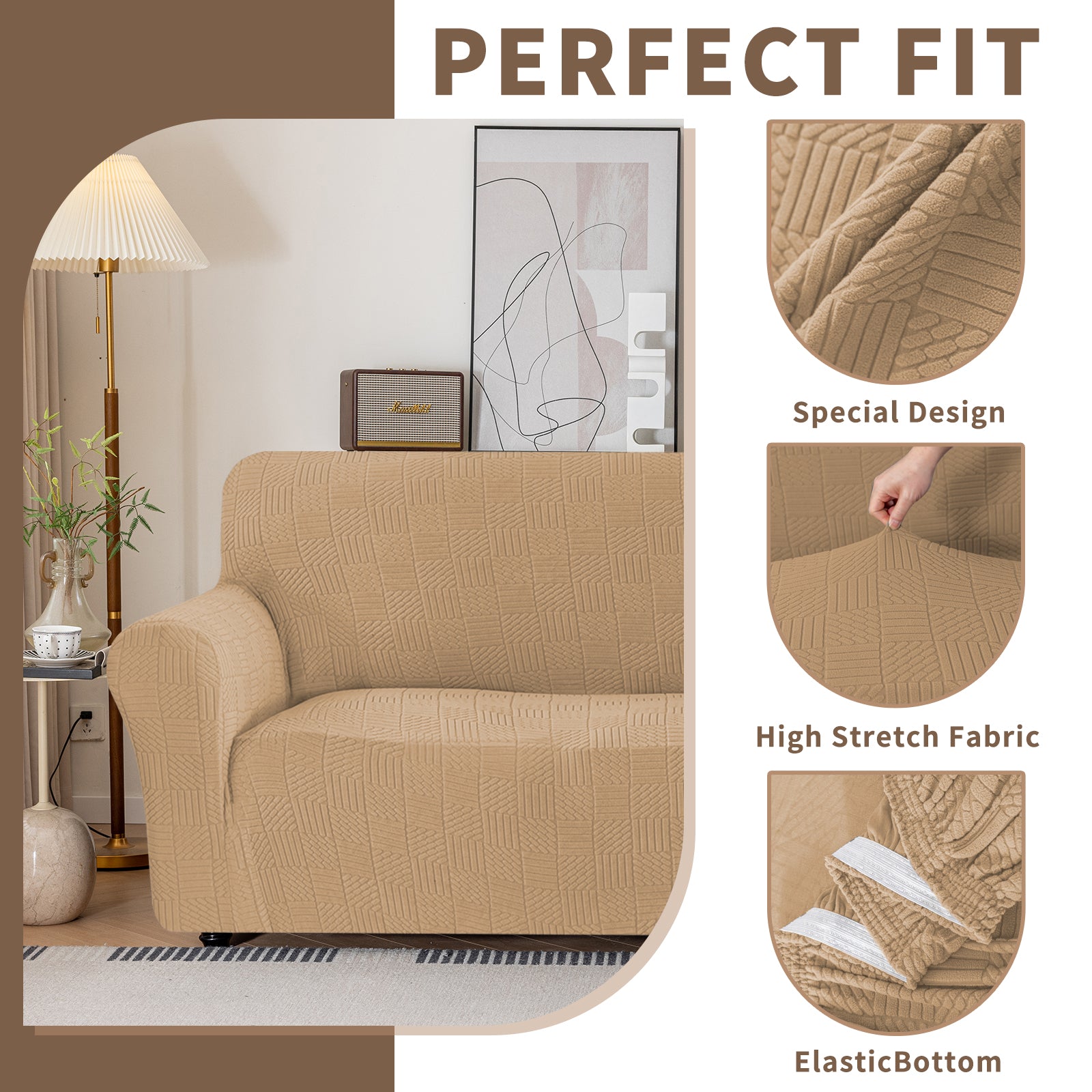 Copertura per divano a 3 posti YSTYLE Stretch 180-234 cm con motivo geometrico