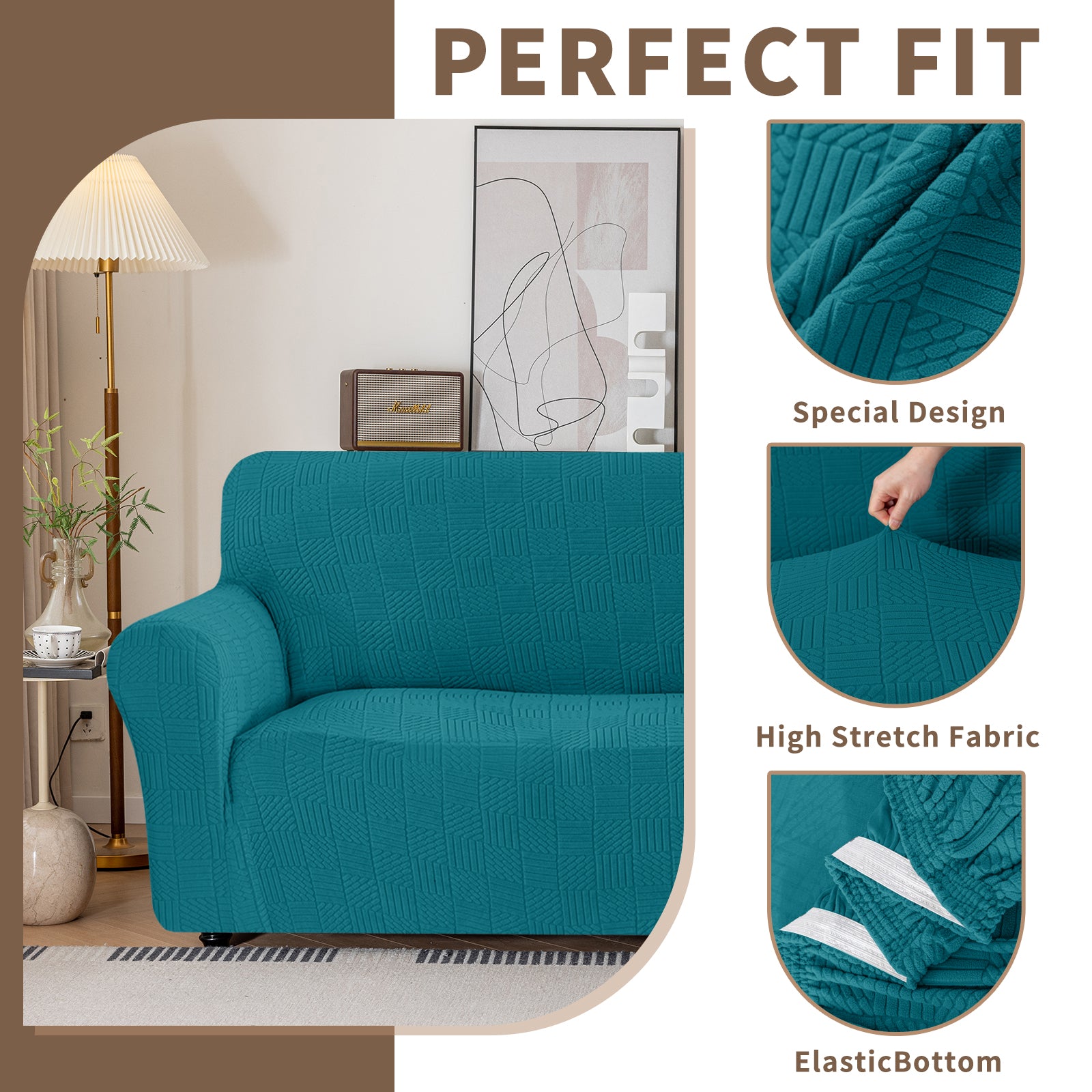 Copertura per divano a 3 posti YSTYLE Stretch 180-234 cm con motivo geometrico