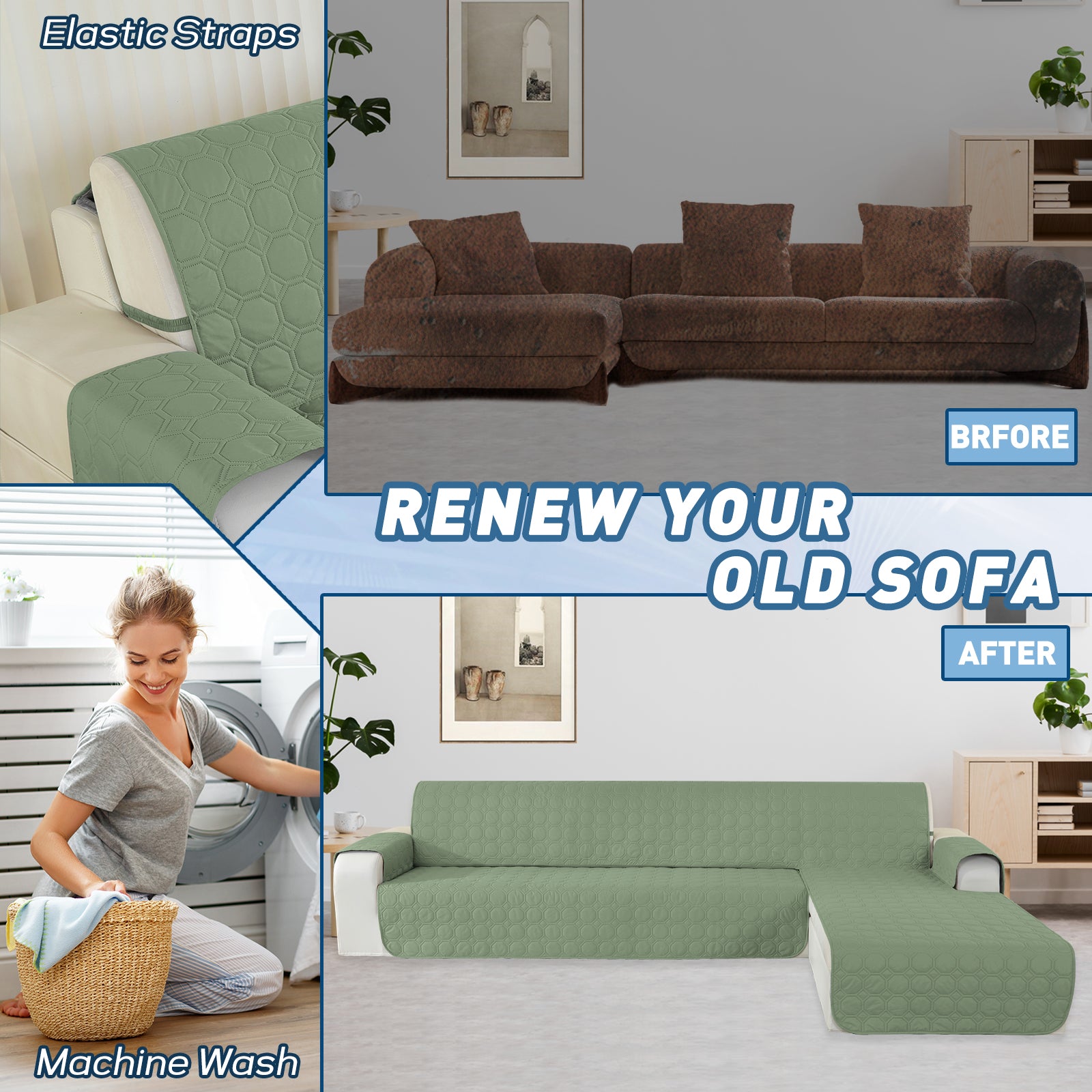 Copertura Impermeabile Reversibile per Divano Angolare a 2 Posti Penisola | YSTYLE