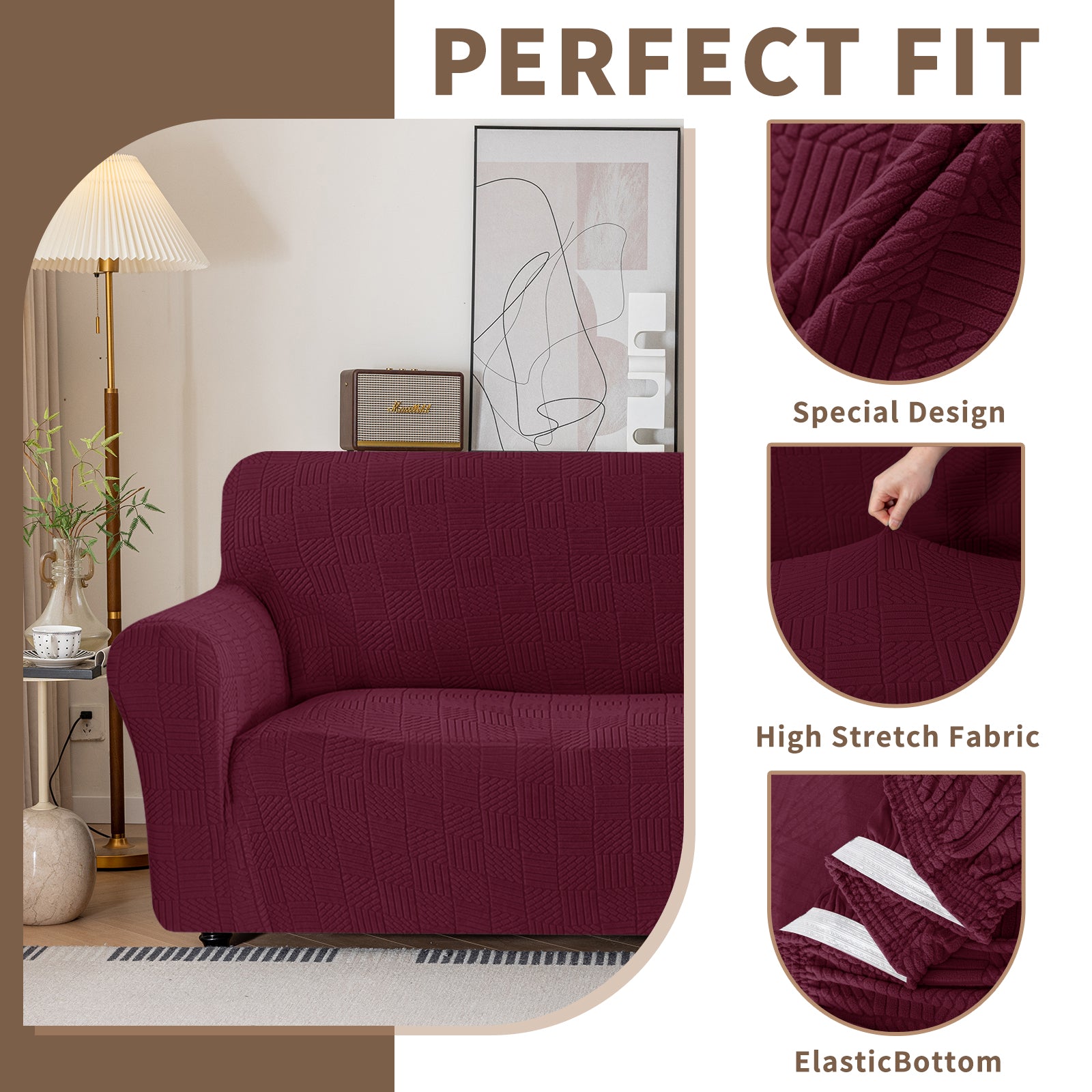 Copertura per divano a 3 posti YSTYLE Stretch 180-234 cm con motivo geometrico