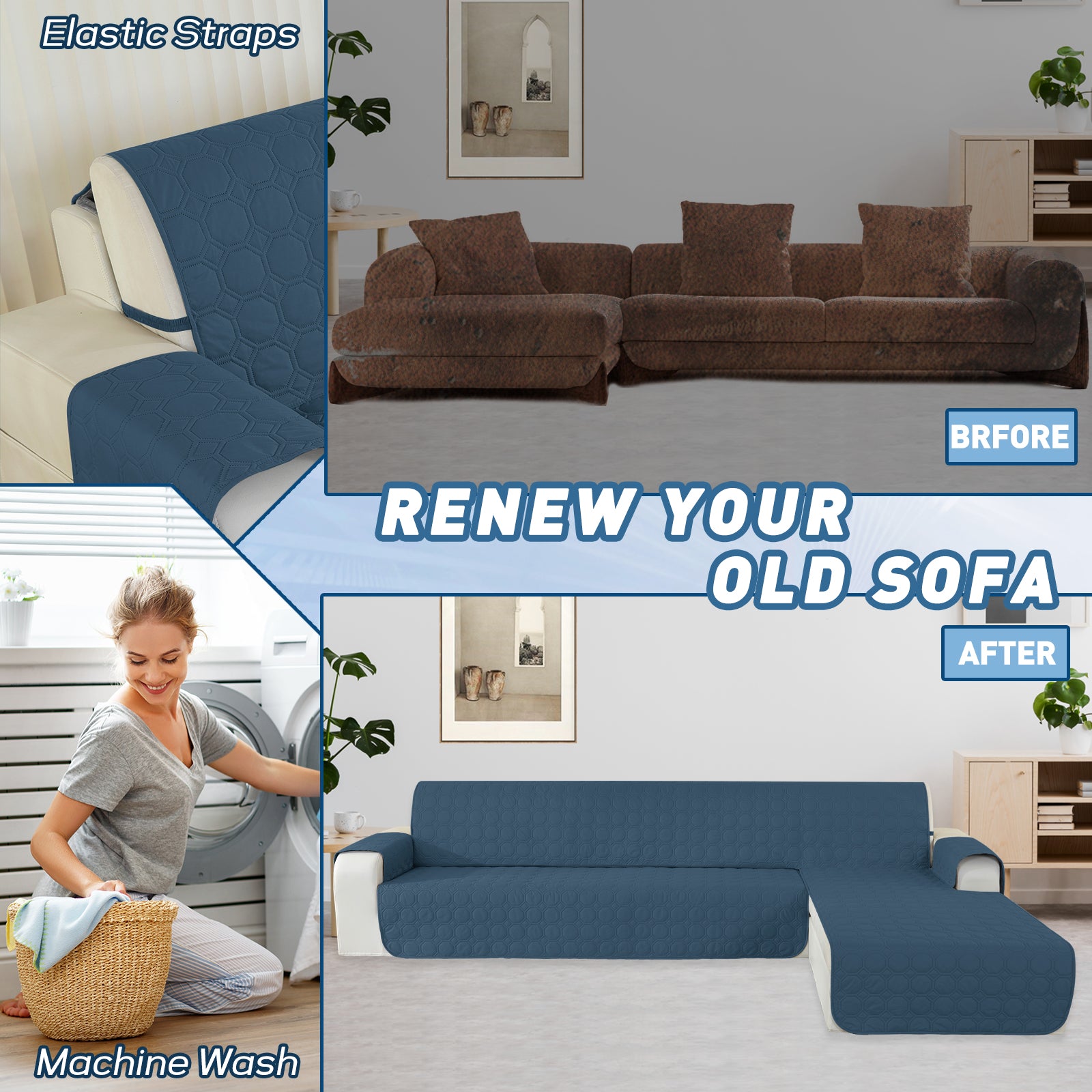 Copertura Impermeabile Reversibile per Divano Angolare a 2 Posti Penisola | YSTYLE