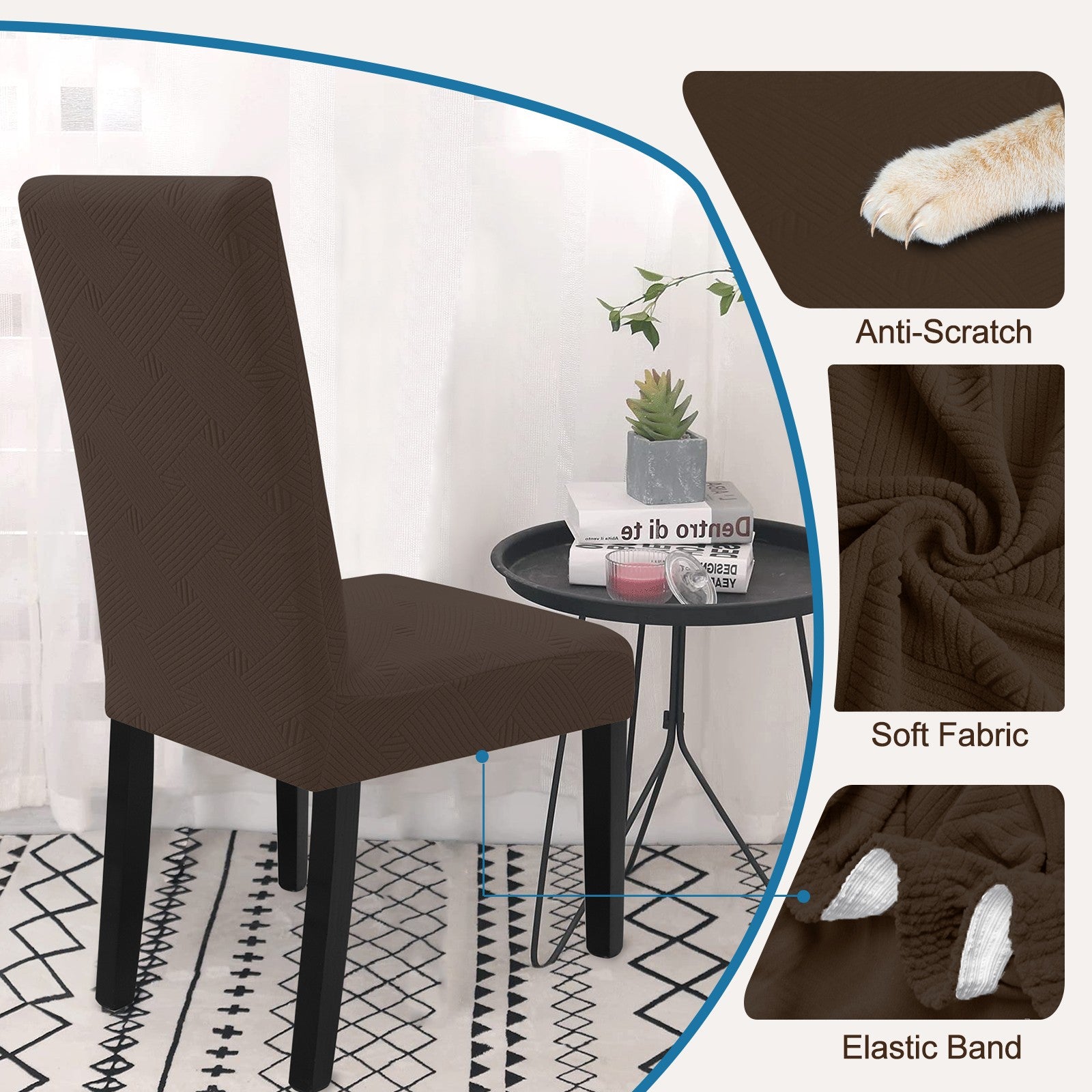 YSTYLE 4 Pieces Soft élastique Chair couvertures with Backrest Universal Fit