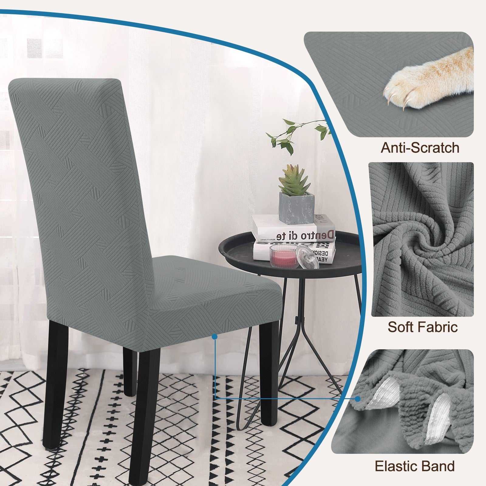 YSTYLE 4 Pieces Soft élastique Chair couvertures with Backrest Universal Fit