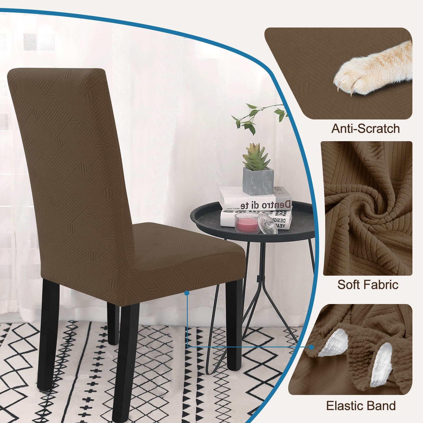 YSTYLE 4 Pieces Soft élastique Chair couvertures with Backrest Universal Fit