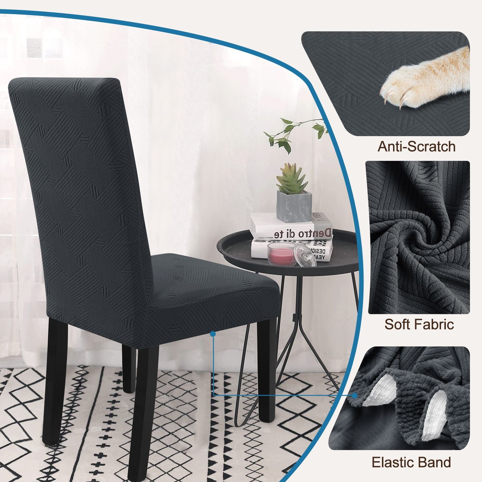YSTYLE 4 Pieces Soft élastique Chair couvertures with Backrest Universal Fit