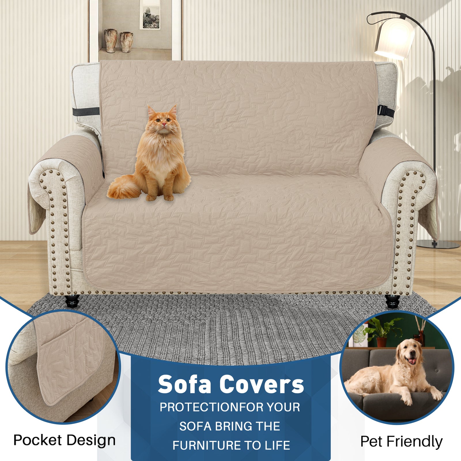 Copertura Impermeabile per Divano a 2 Posti con Braccioli Antiscivolo | YSTYLE