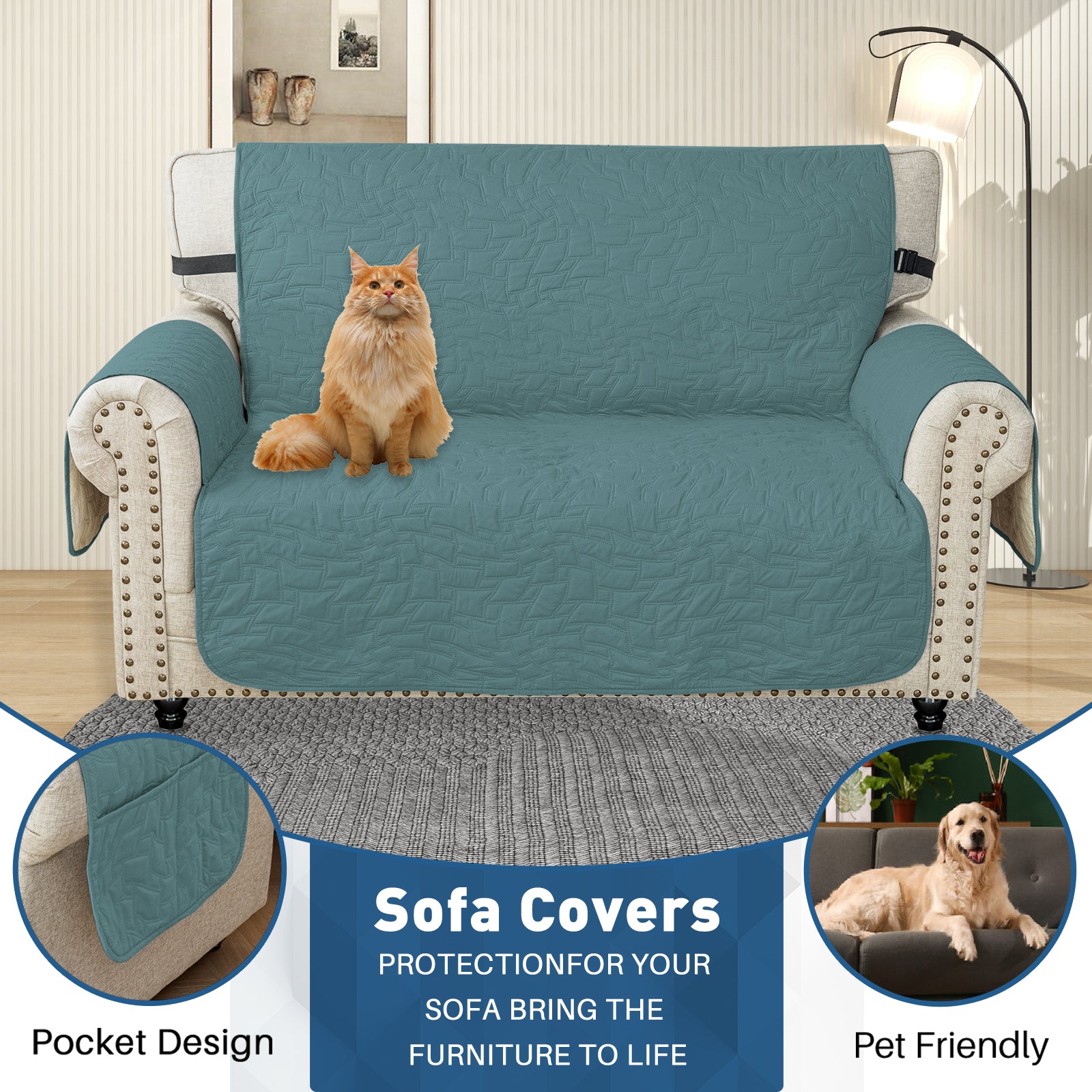 Copertura Impermeabile per Divano a 2 Posti con Braccioli Antiscivolo | YSTYLE