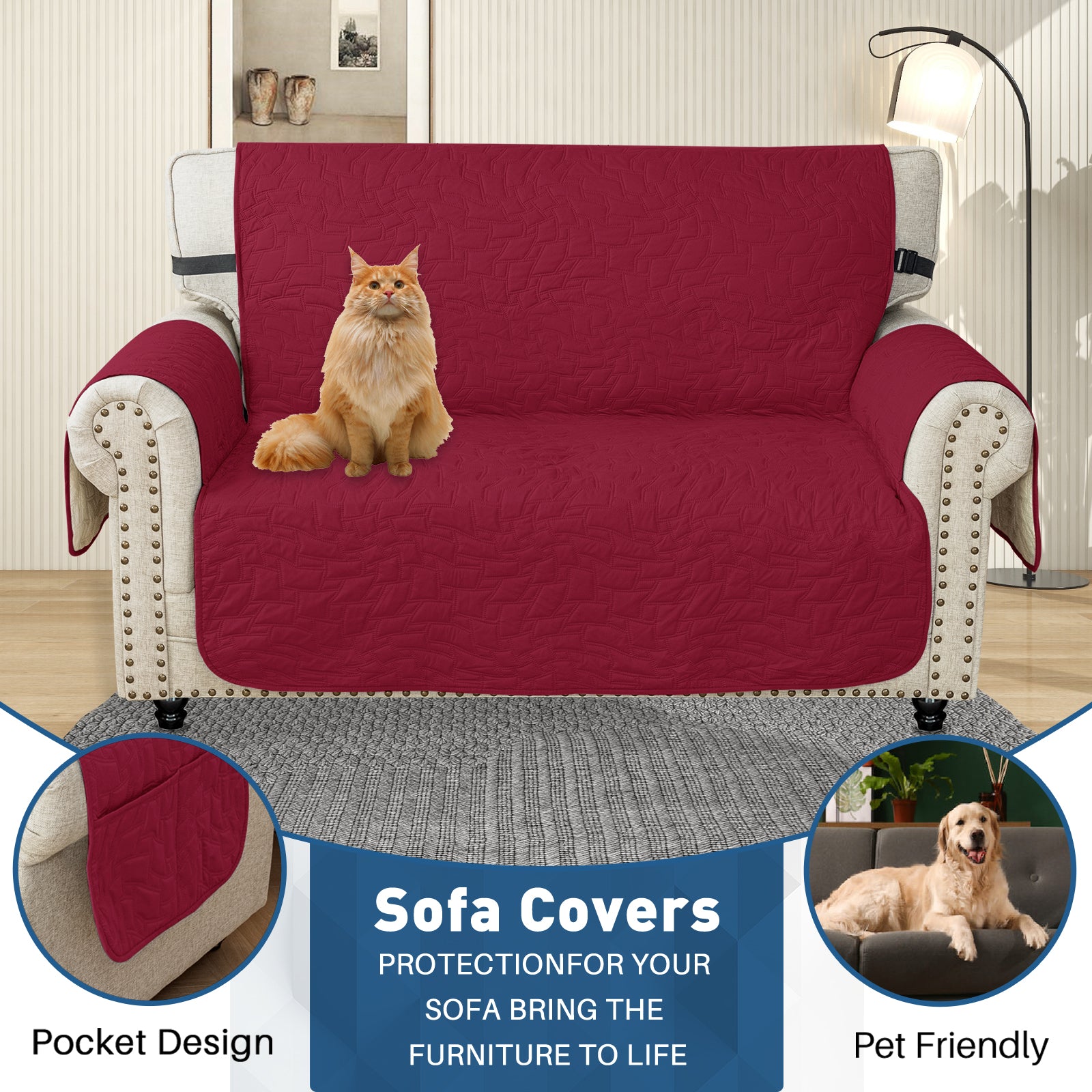 Copertura Impermeabile per Divano a 2 Posti con Braccioli Antiscivolo | YSTYLE