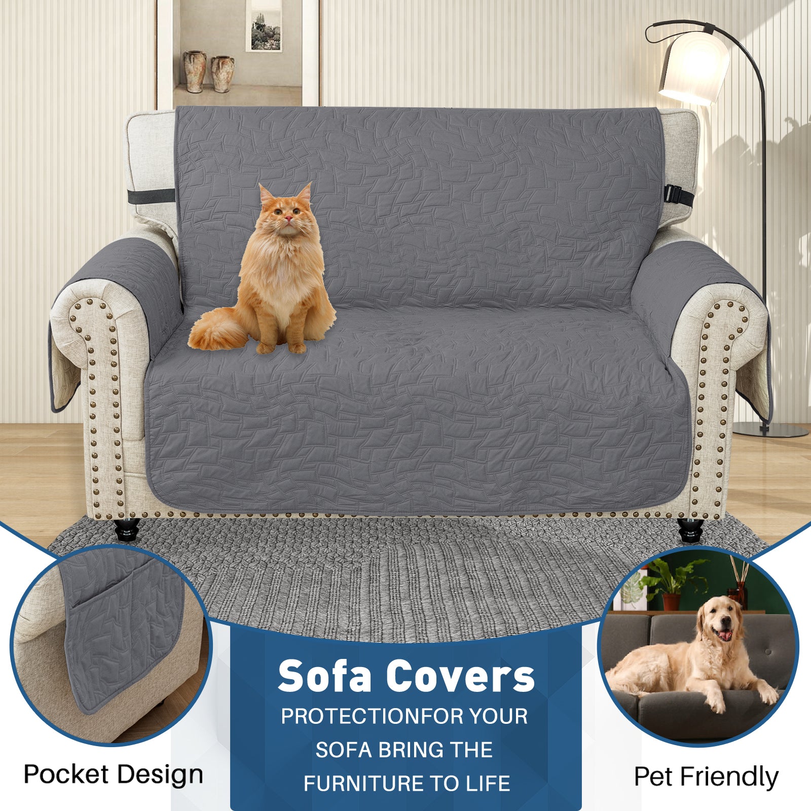 Copertura Impermeabile per Divano a 2 Posti con Braccioli Antiscivolo | YSTYLE