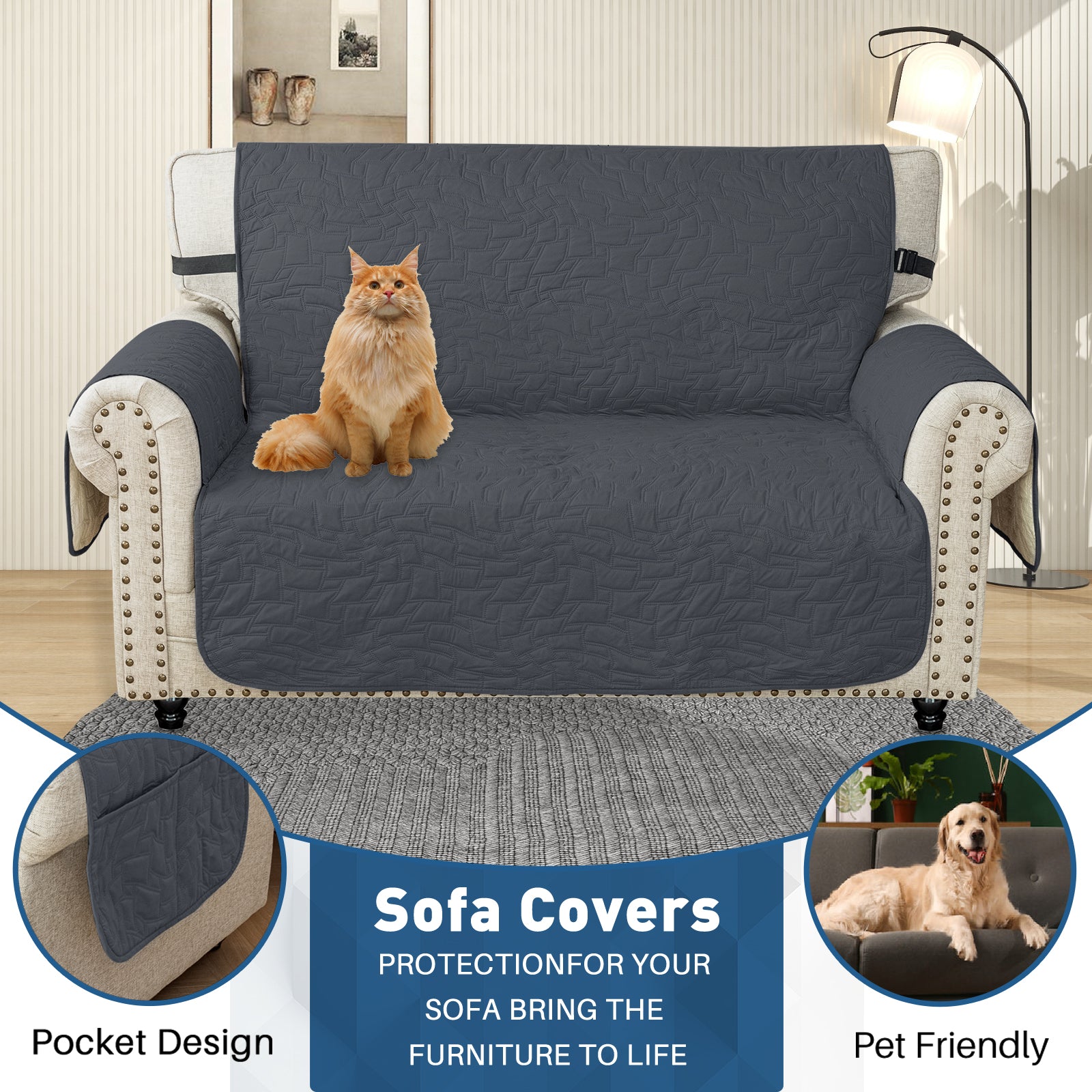 Copertura Impermeabile per Divano a 2 Posti con Braccioli Antiscivolo | YSTYLE