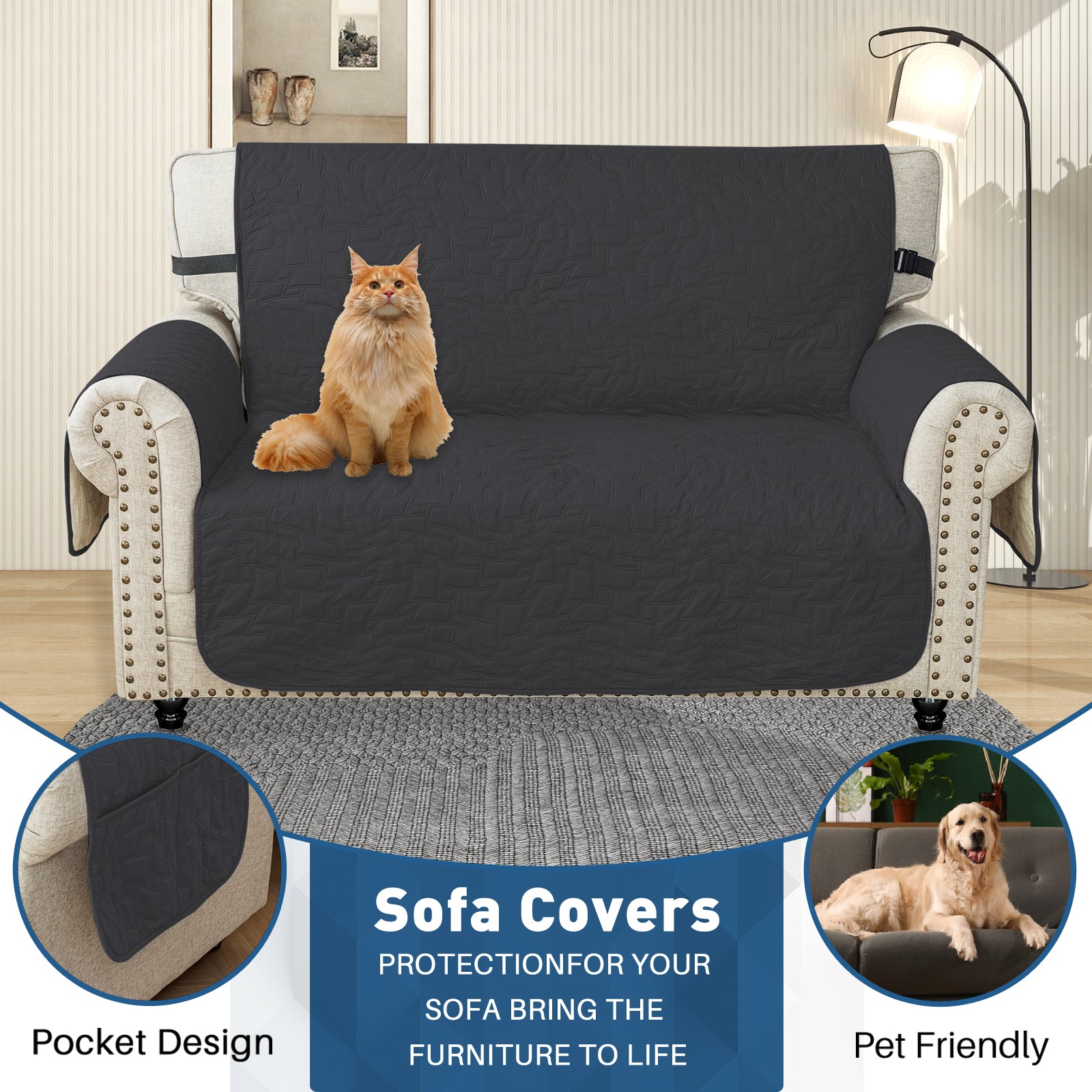 Copertura Impermeabile per Divano a 2 Posti con Braccioli Antiscivolo | YSTYLE