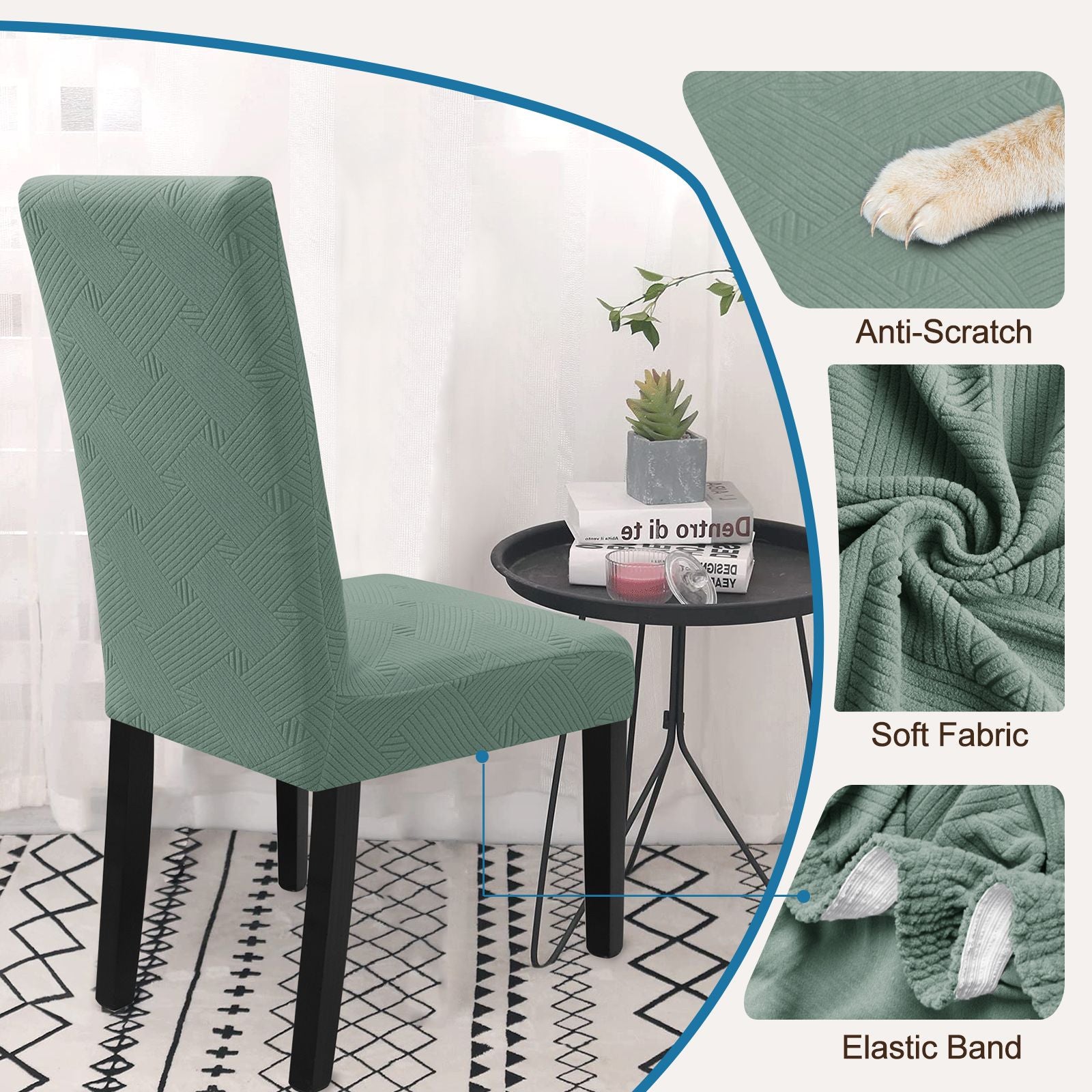 YSTYLE 4 Pieces Soft élastique Chair couvertures with Backrest Universal Fit