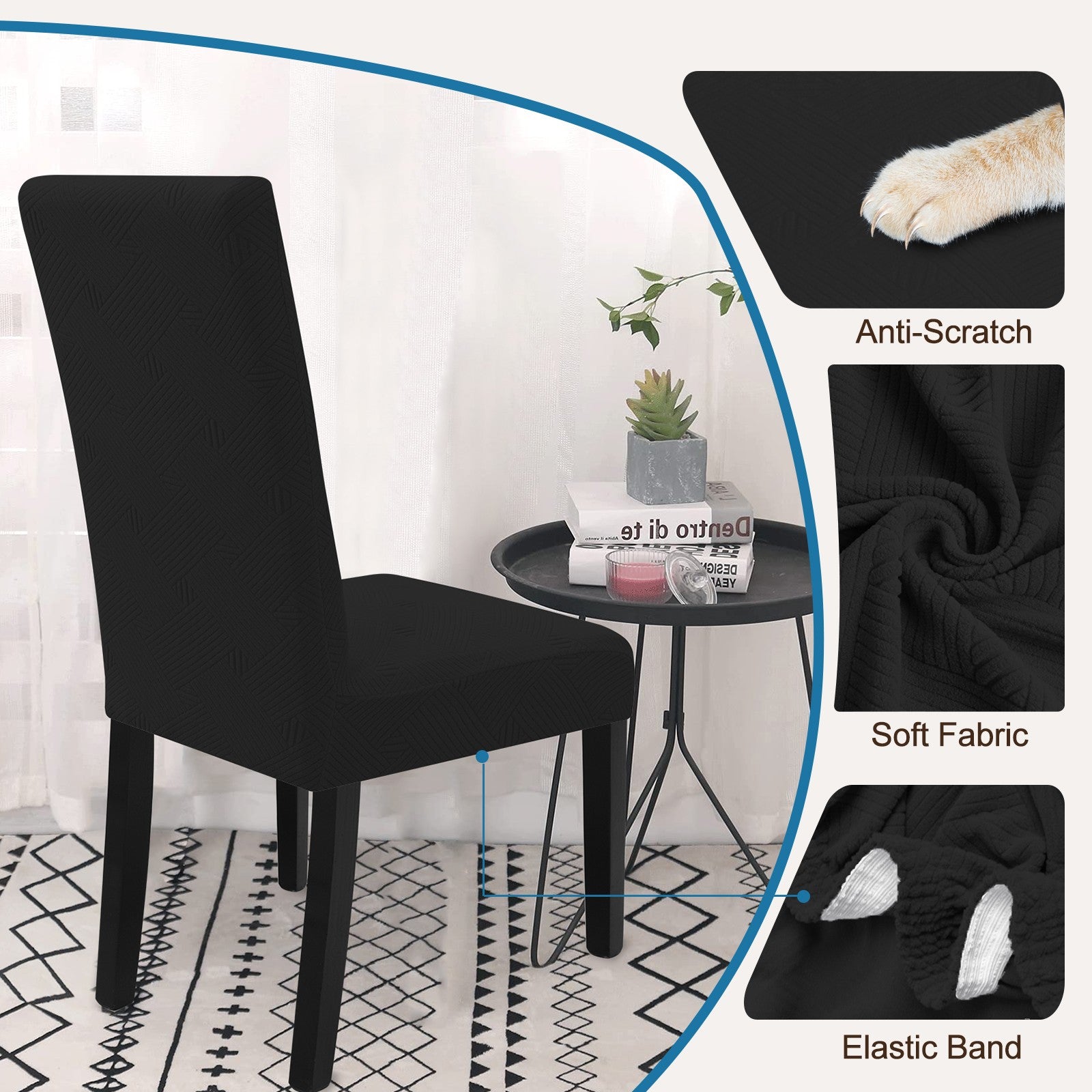 YSTYLE 4 Pieces Soft élastique Chair couvertures with Backrest Universal Fit